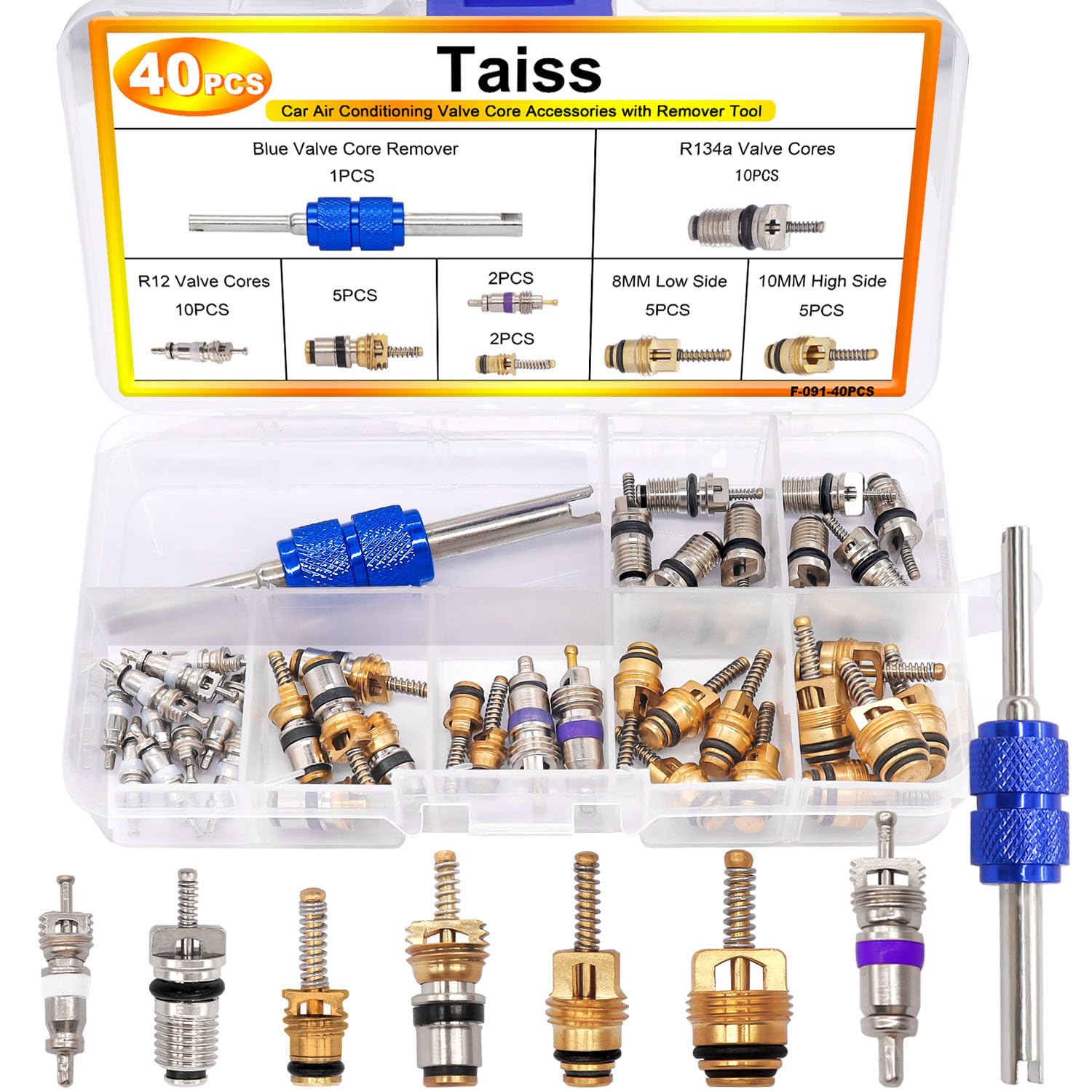 Taiss Kit de reparación de aire acondicionado para automóvil, 270 piezas de juntas tóricas + 40 unidades de núcleo de válvula de AC surtido con
