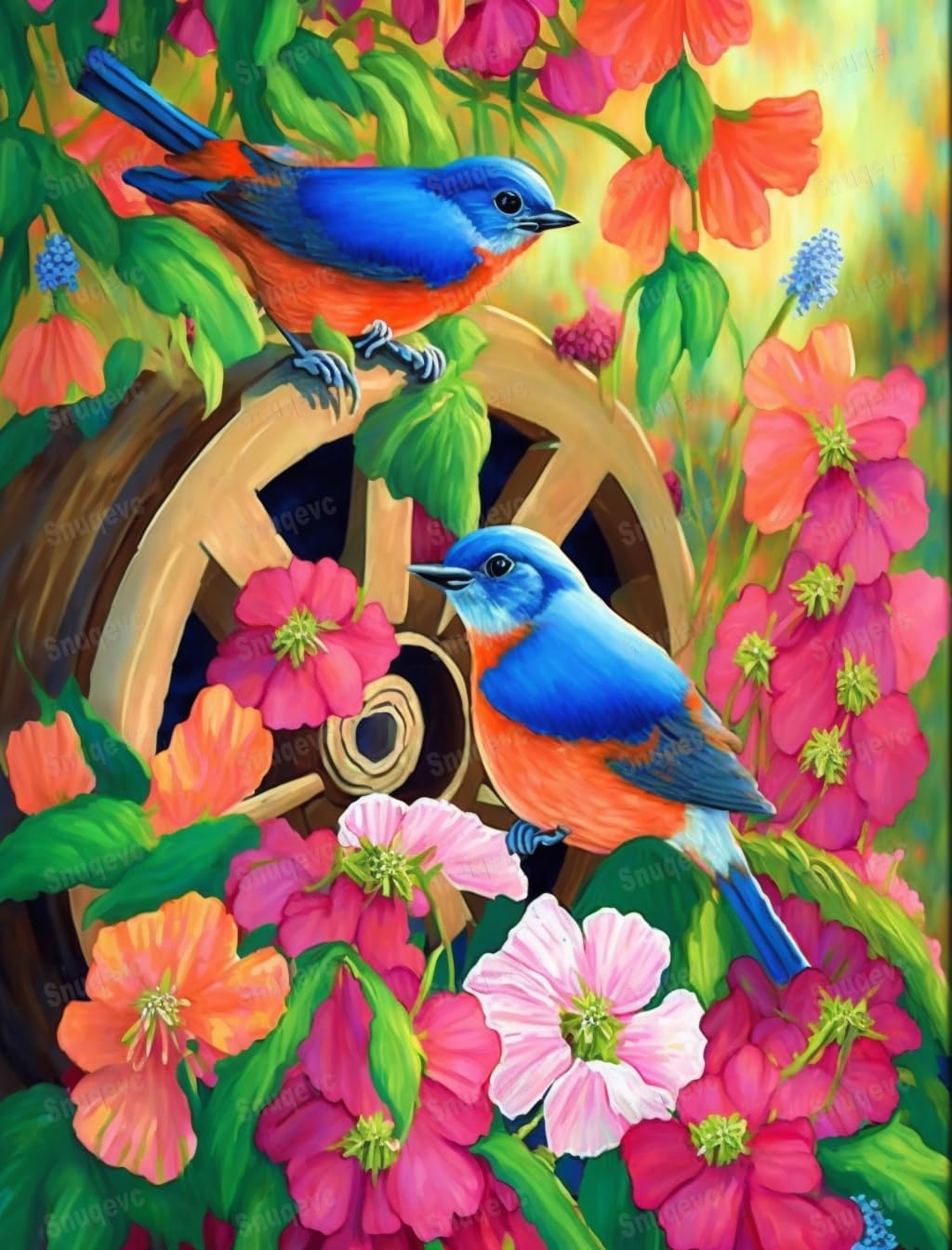 Rompecabezas de 500 piezas para adultos con diseño de flores coloridas y pájaros, ecológico, rompecabezas de obras de arte único, rompecabezas de