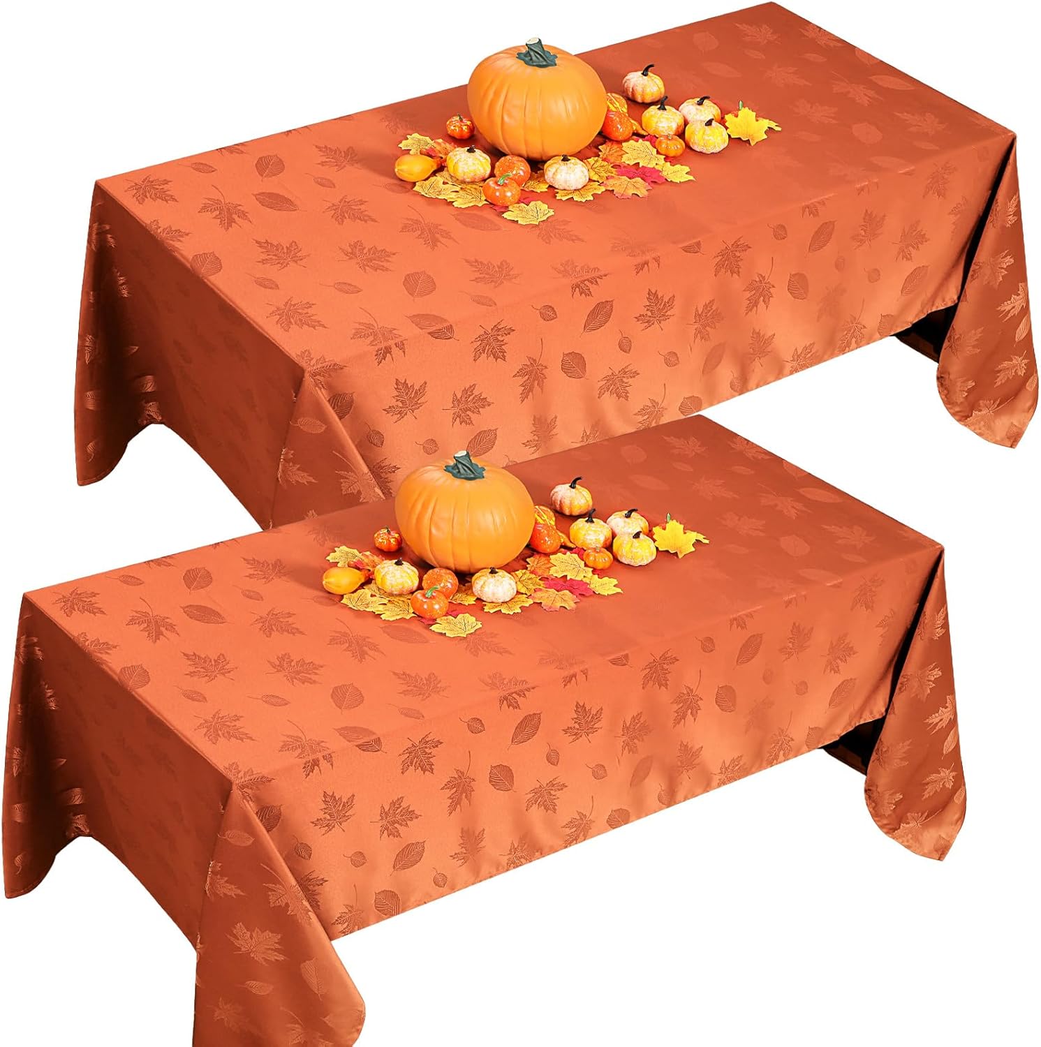 Preboun Mantel rectangular de otoño de 2 piezas, mantel de Acción de Gracias, hojas de arce, mantel rectangular de tela con hojas de otoño, color