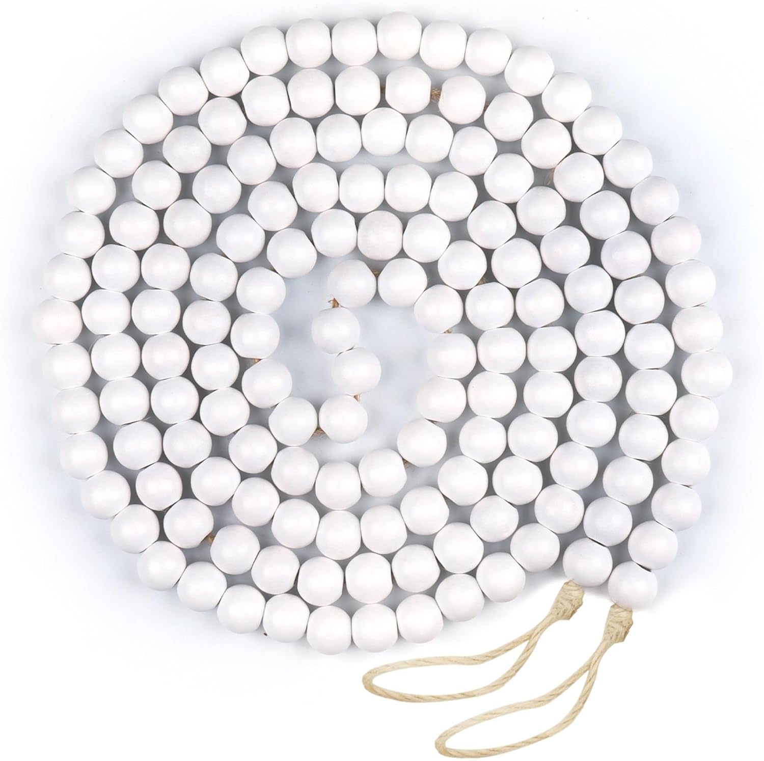 Guirnalda de cuentas de madera de Navidad Guirnalda de cuentas de madera para decoración navideña de árbol de Navidad (blanco)