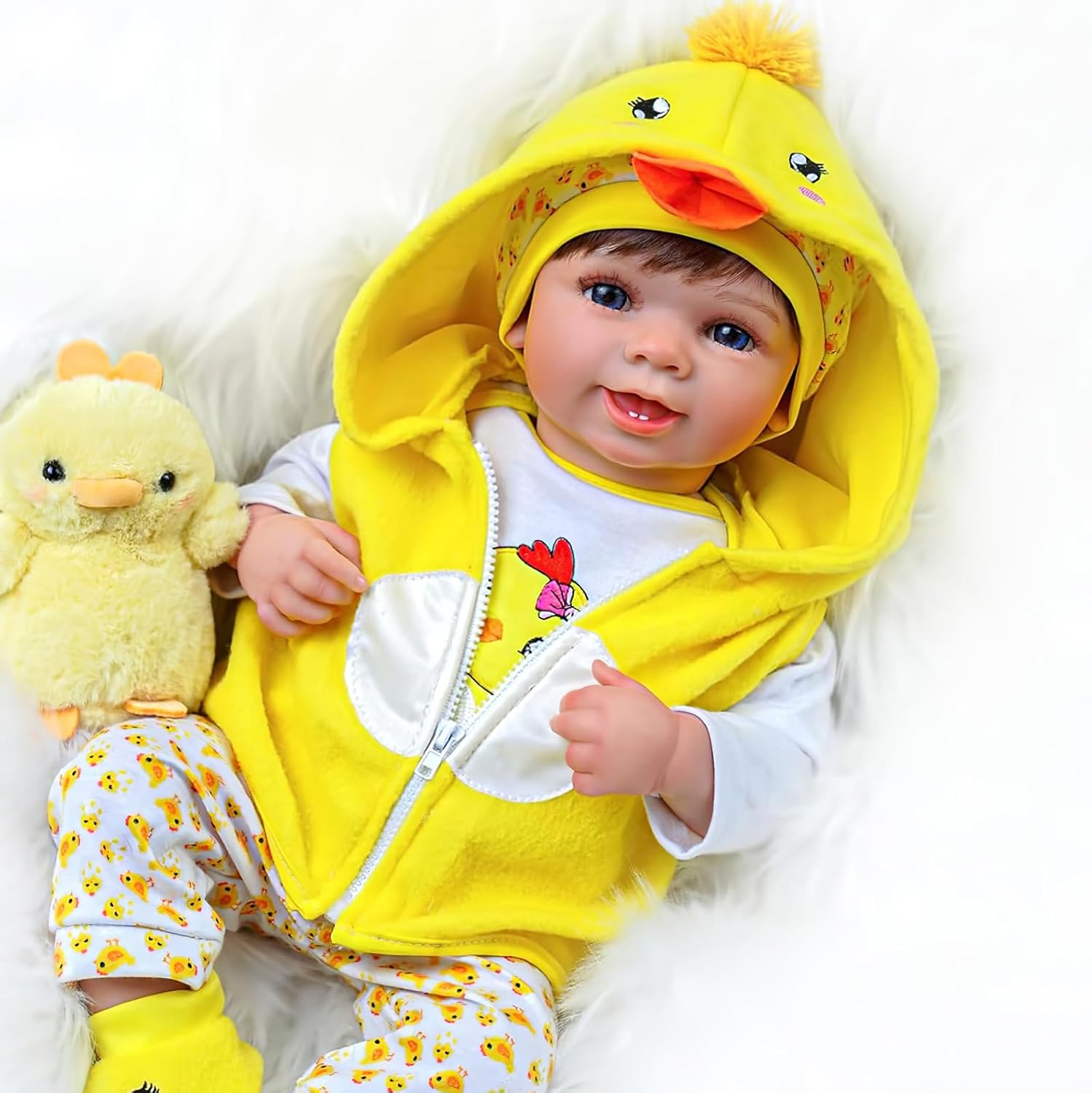 ADFO Muñecas de bebé Reborn de 22 pulgadas, linda sonrisa, realista, muñeca recién nacida, cuerpo suave, muñecas de bebé de la vida real con caja de