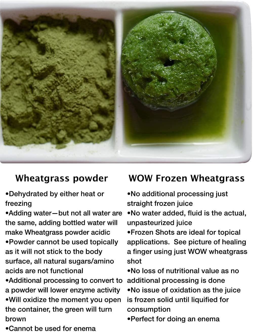 Hierba de trigo Wow congelada orgánica, sin polvo, sin azúcar ni stevia añadida, cultivada y empaquetada en Estados Unidos