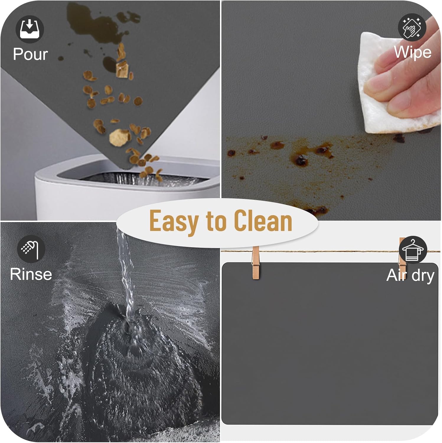 Tapete de comida para perro, absorbente e impermeable, tapete para agua para perros, tapete para alimentos y agua, tapete antideslizante para comida