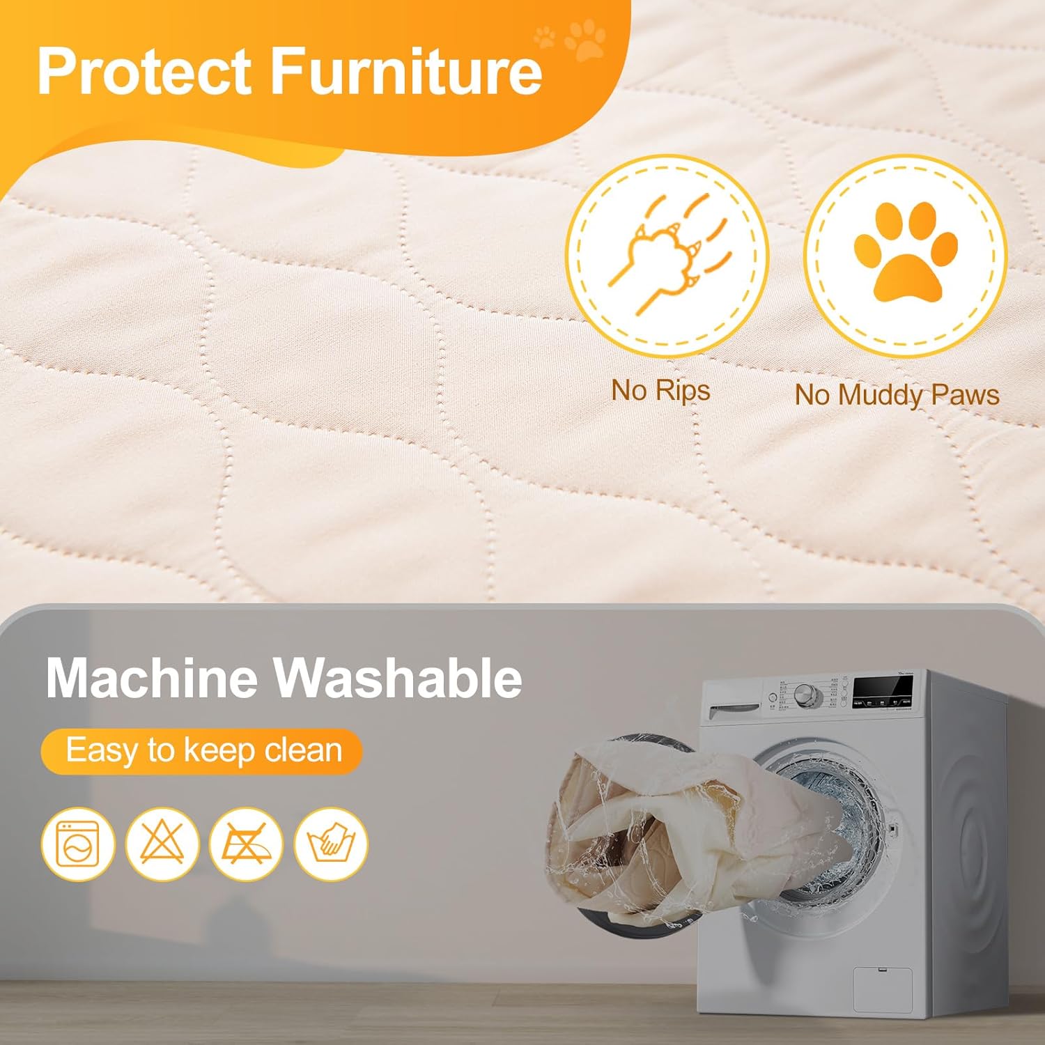 Paquete de 2 fundas impermeables para cama de perro, manta antideslizante para mascotas, perros medianos, gatos, niños, protector de muebles (54 x