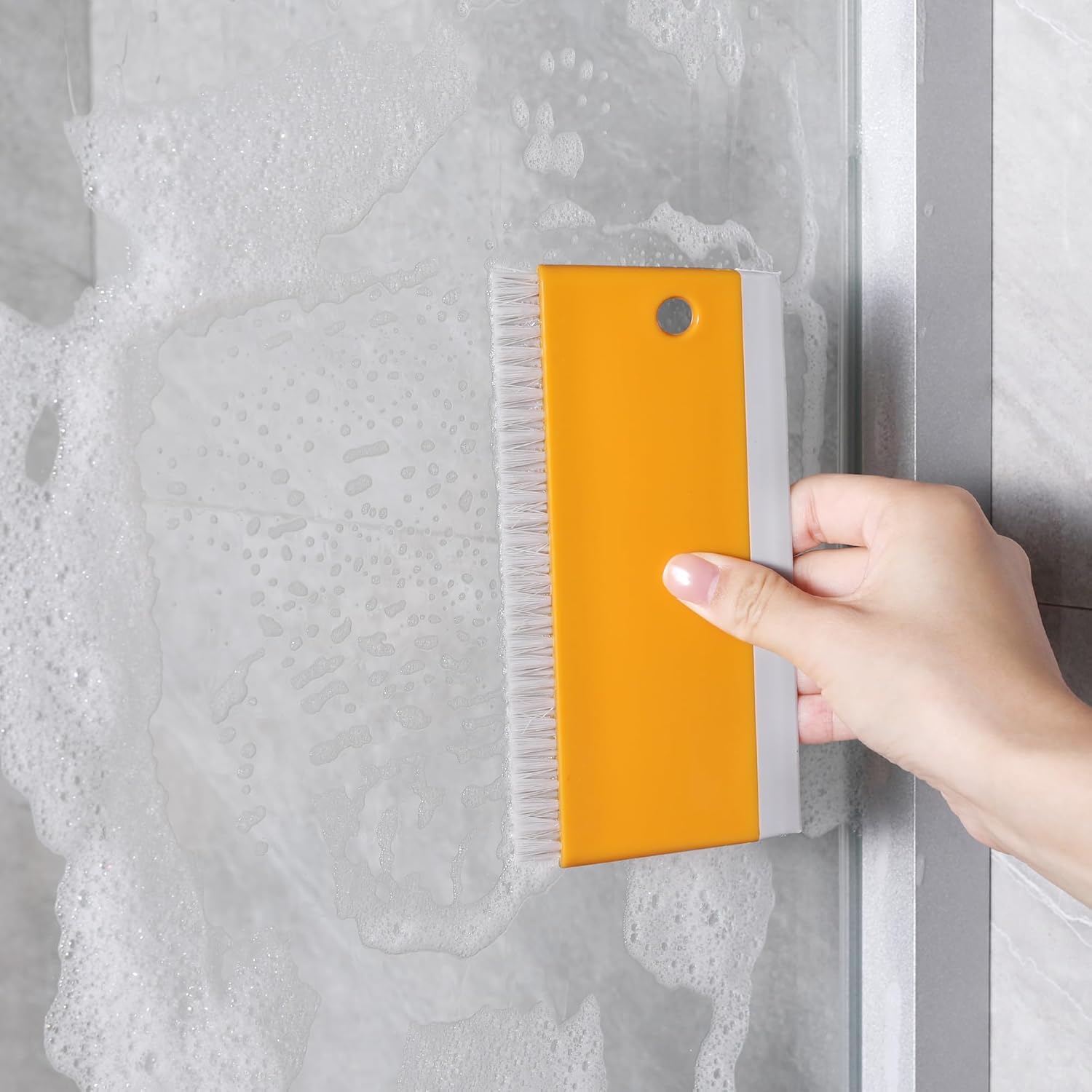 BOOMJOY Paquete de 2 espátulas para fregadero, escobilla pequeña de 6 pulgadas con cepillo de encimera, para fregadero, vidrio, automóvil, baño,