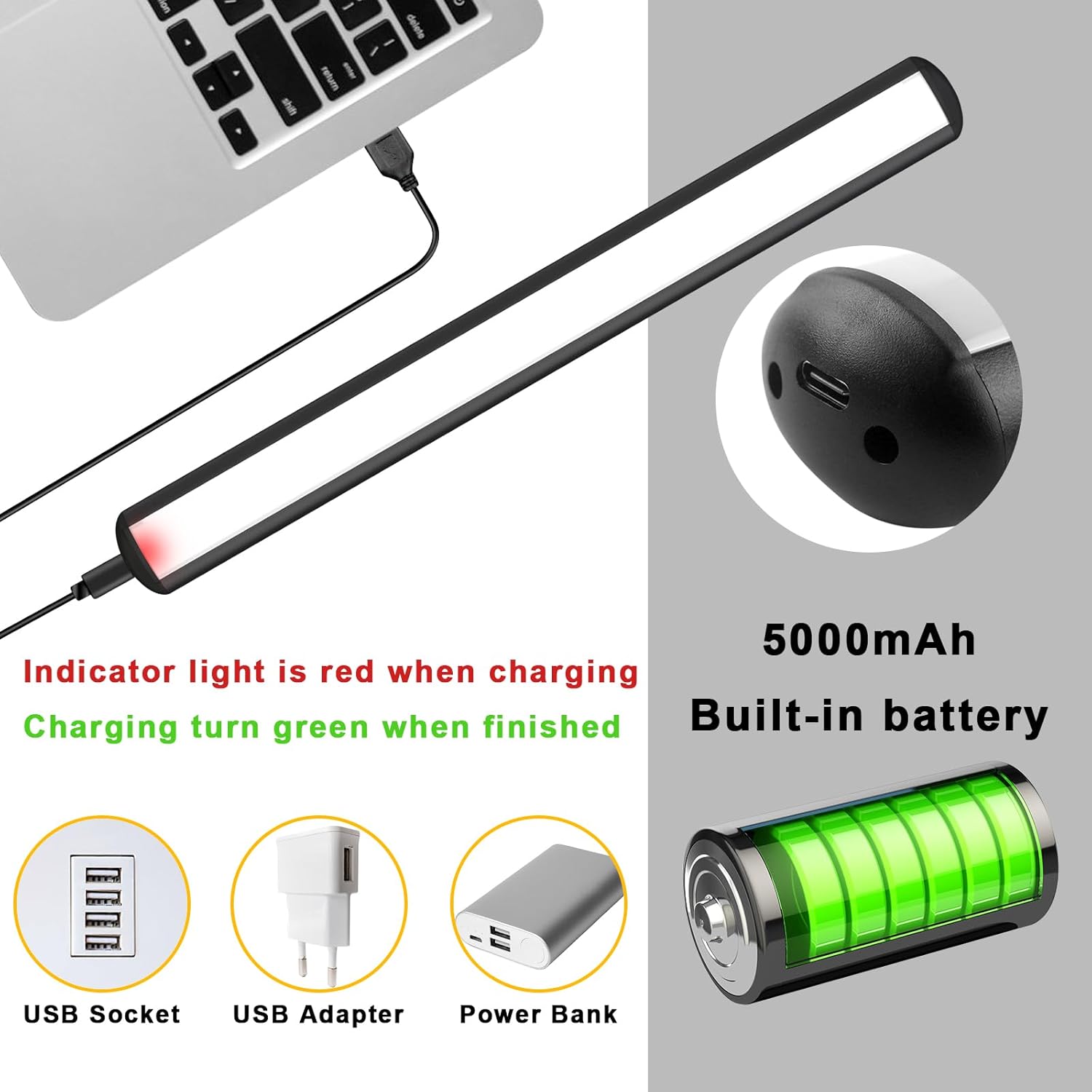 Luces de imagen para pinturas recargables, luz artística de pared con control remoto inalámbrico, luz sobre la imagen regulable con atenuador