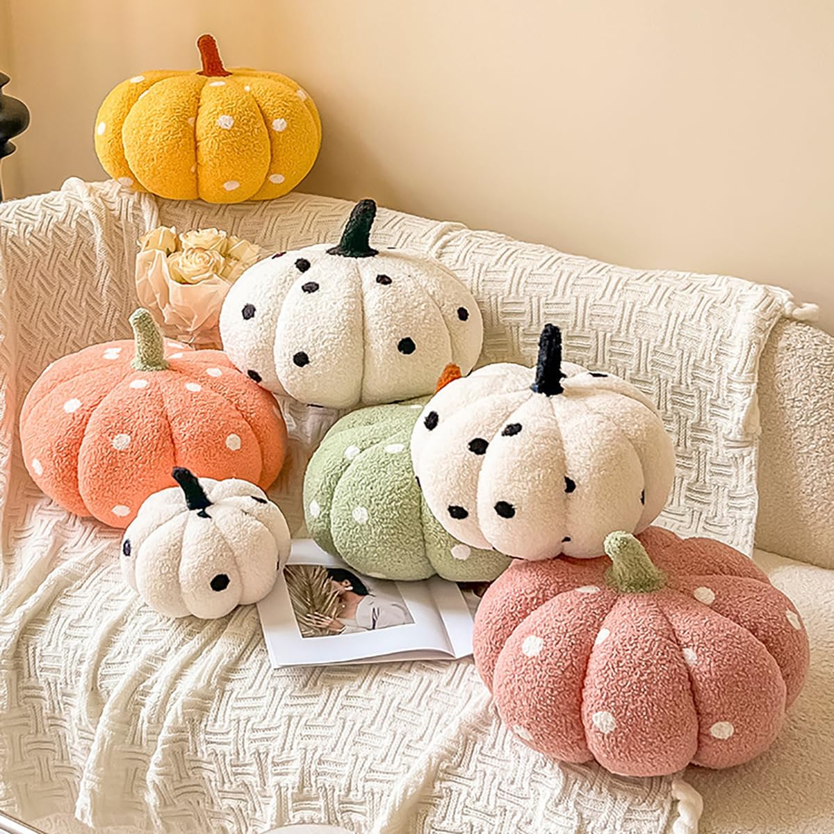 Almohada de calabaza, almohadas decorativas de calabaza, almohada en forma de calabaza en 3D, almohadas de Halloween para sofá, decoración de
