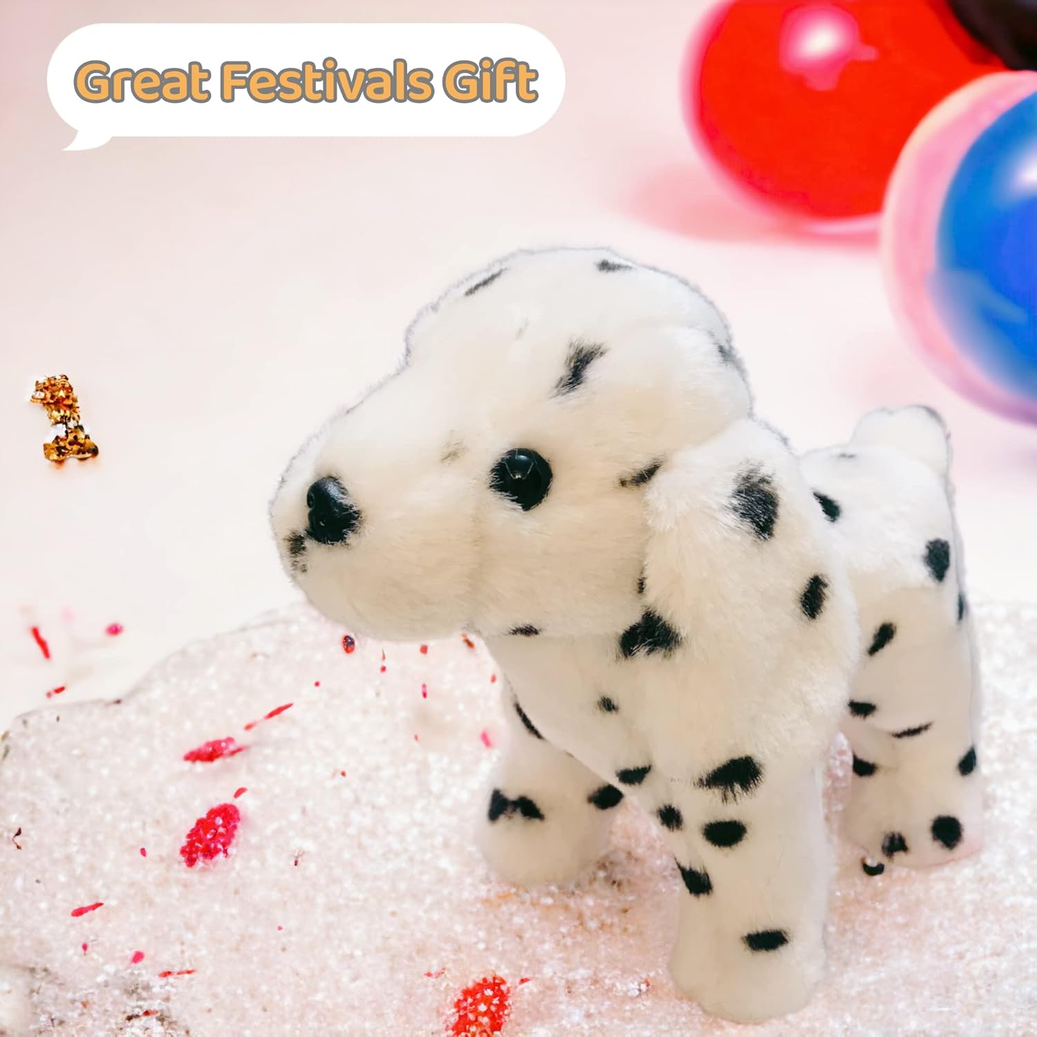 Perro dálmata realista animal de peluche, respetuoso con el medio ambiente de peluche para perros de peluche para todas las edades, 10 pulgadas