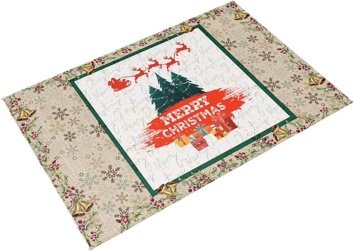 Outdoor Rug Carpet Waterproof 4×6 ft Area Rug, Merry Christmas Large Floor Mat for Patio Balcony Living Room Backyard Picnic Beach RV Camping Rug