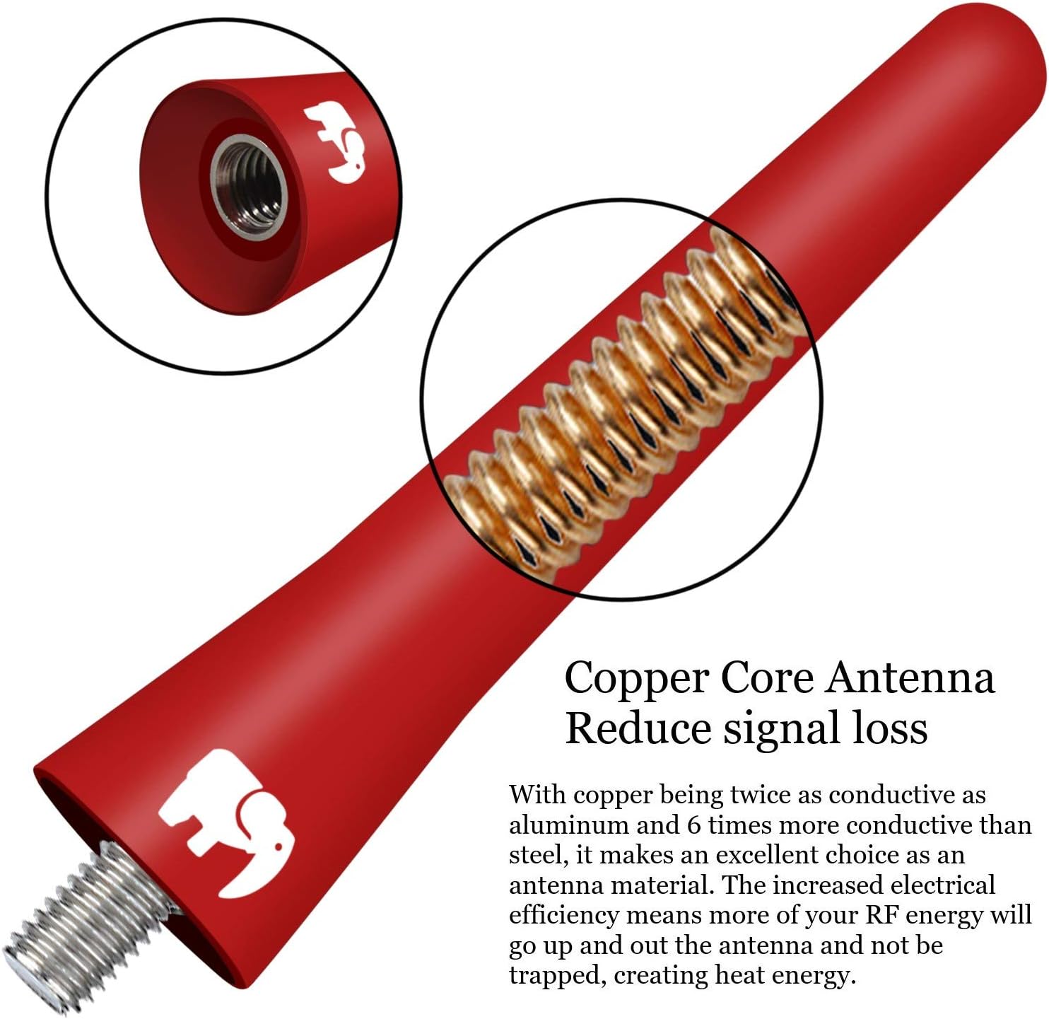 Antena de núcleo de cobre corto de 2.5 pulgadas, compatible con todos los modelos de Mini Cooper, Cooper S, convertible, Countryman, Clubman, Coupé