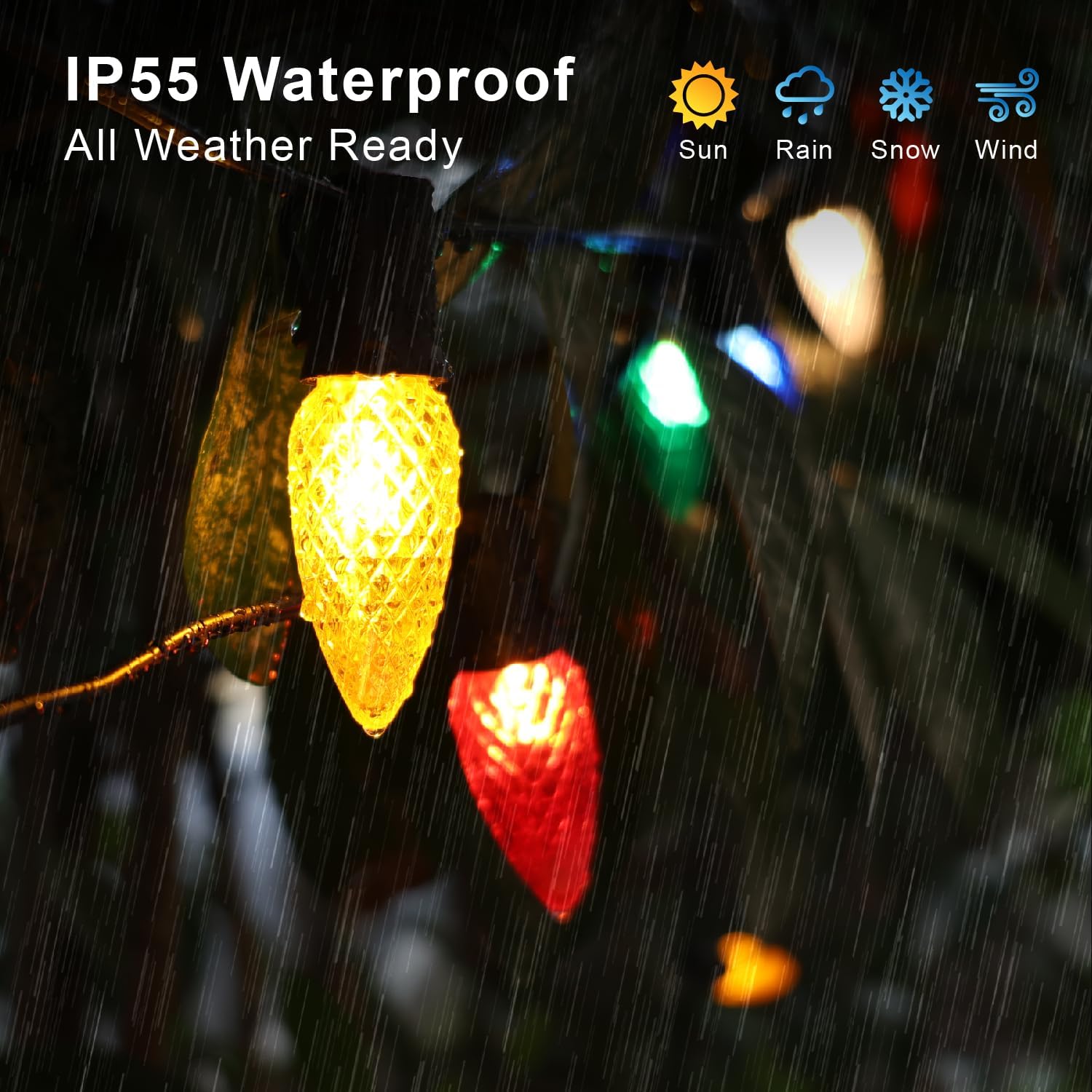 Paquete de 50 bombillas LED multicolor C9 de repuesto, bombillas LED C9 de plástico inastillables e impermeables para tiras de luces al aire libre,