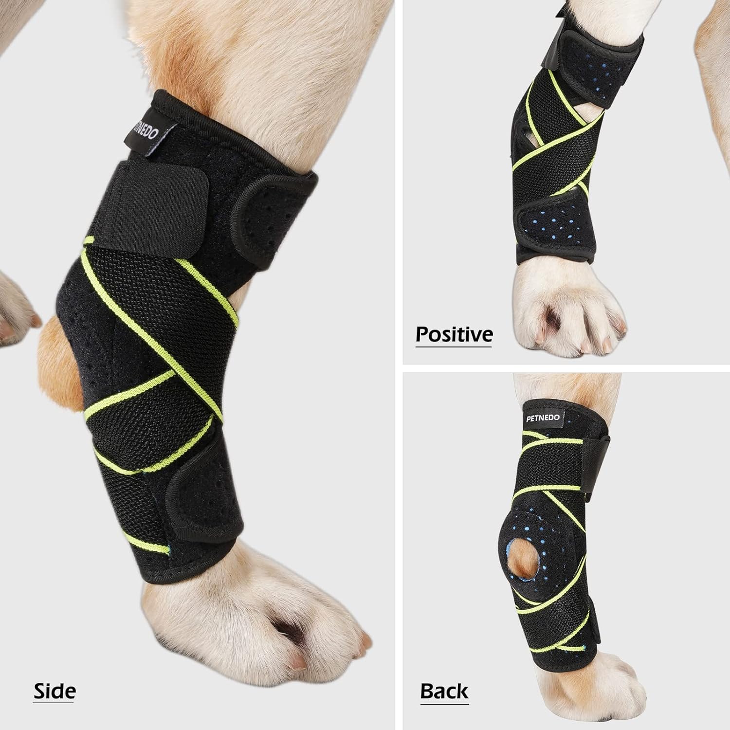 Soporte de articulación para perros medianos y grandes, envoltura de compresión con correas y tiras de resorte de metal que protege heridas, cura,