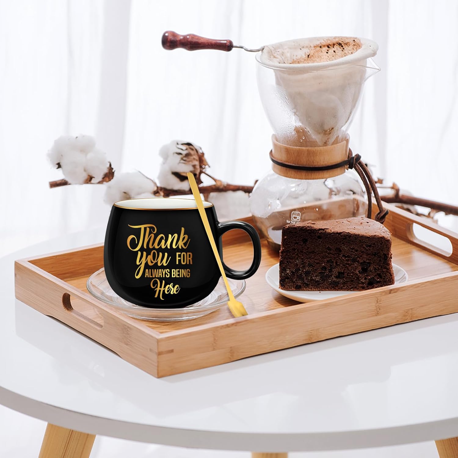 Tioncy 12 juegos de tazas de café de cerámica de 12 onzas con cucharas, regalo de graduación, regalos de agradecimiento a granel, tazas inspiradoras