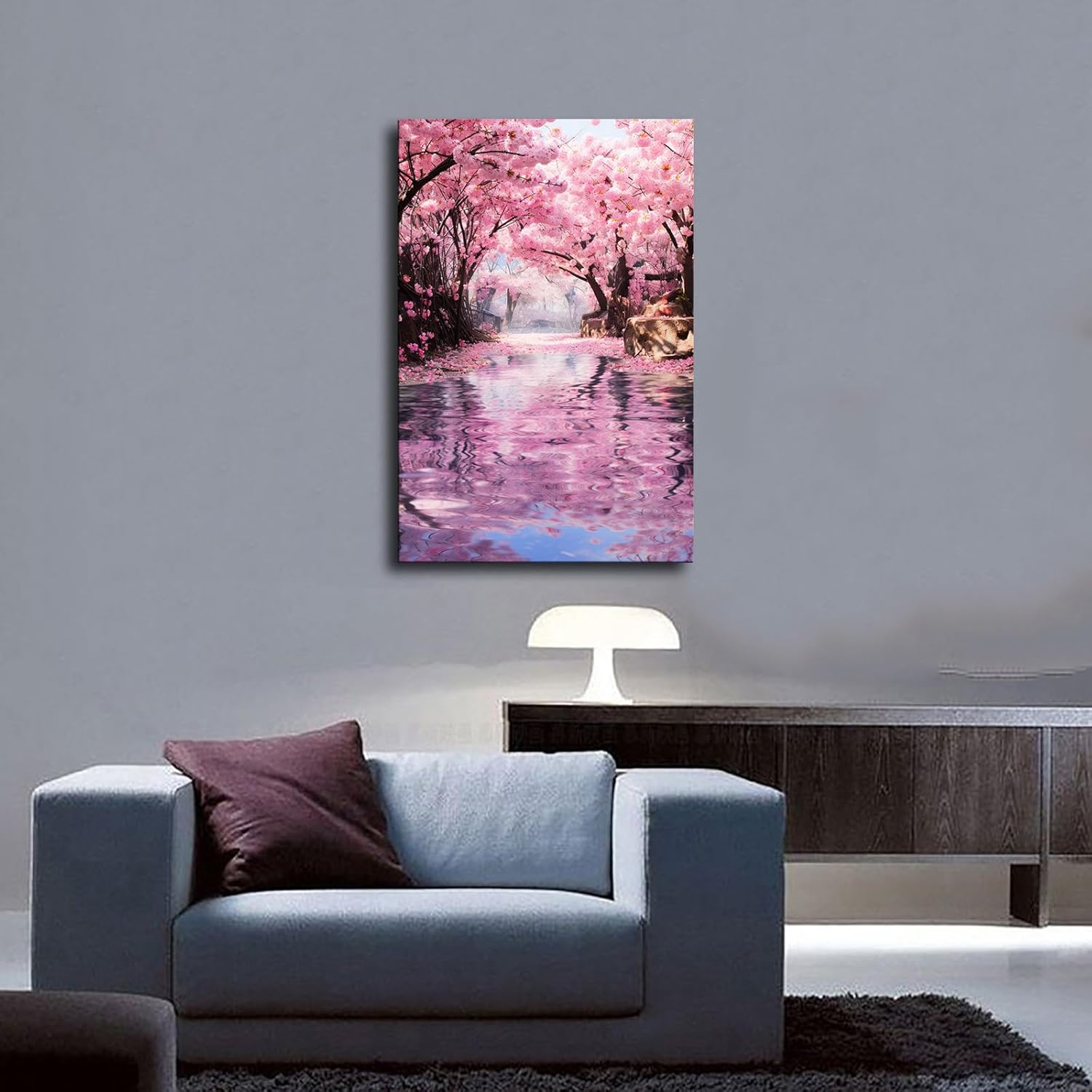 ELdtec Póster de flores de cerezo, lienzo para pared, decoración de sala de estar, dormitorio, pintura al óleo moderna (sin marco, 16 x 24 pulgadas)