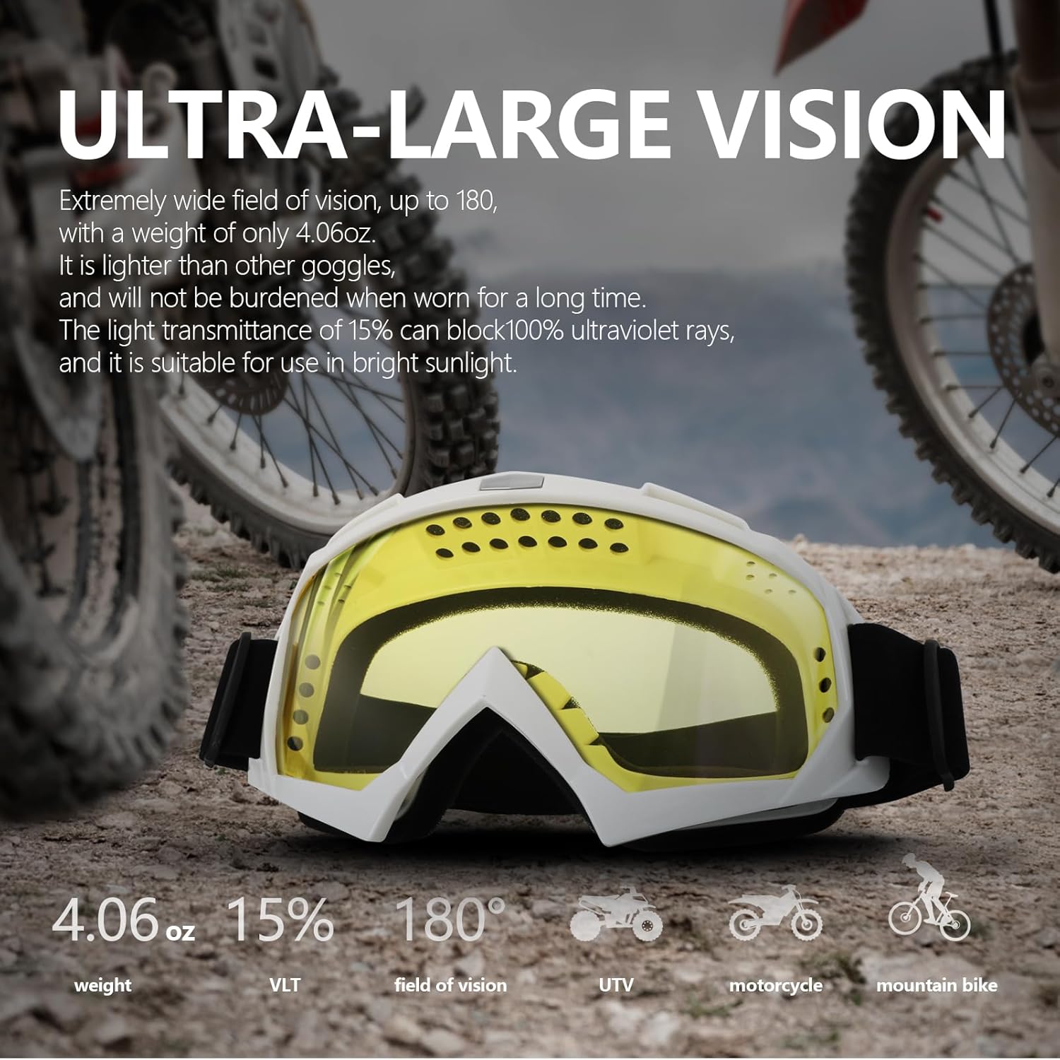 Gafas de motocicleta ATV Dirt Bike Anti arañazos Motocross UV400 proteger gafas flexibles Off Road a prueba de polvo anti niebla gafas de equitación