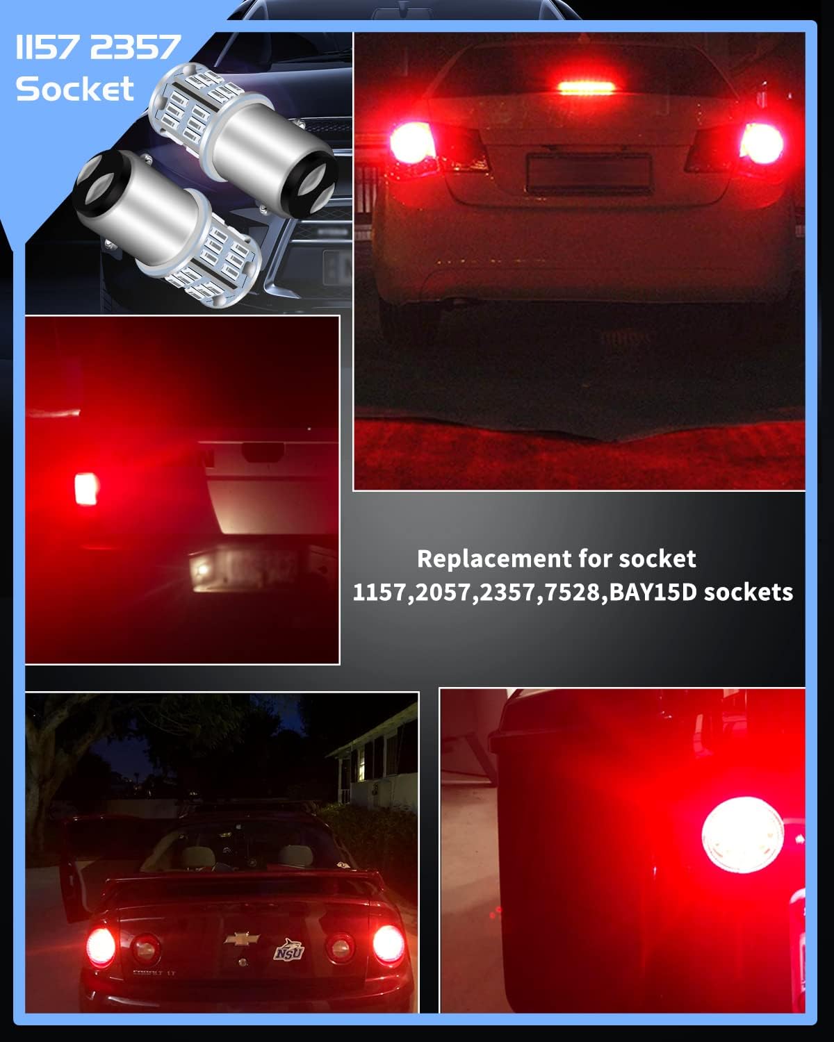 UNXMRFF Bombilla LED roja 2357 1157 mejorada para luces de freno, luces traseras superbrillantes 2057 2057A 7528 BAY15D bombillas LED de repuesto