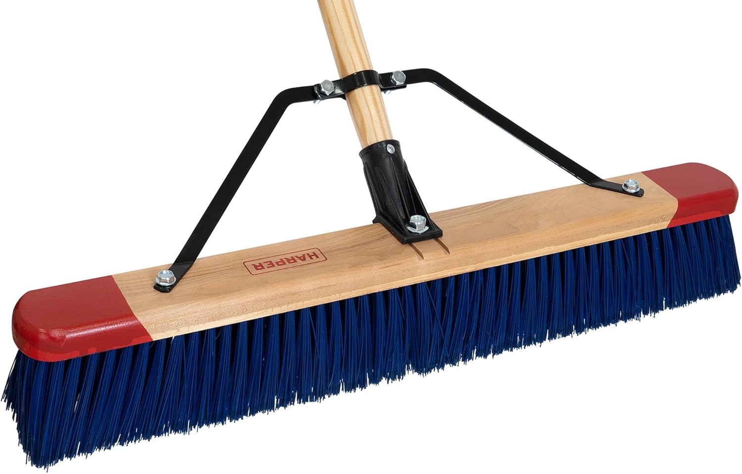 Harper 20201042 Escoba de empuje de superficie rugosa para exteriores de 24 pulgadas con cerdas rígidas, para mantillo, grava, secado al aceite,