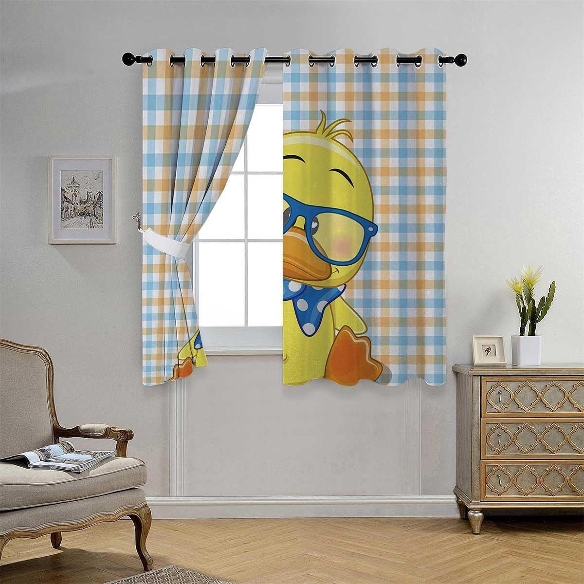 YANFENQI Cortinas para Habitacion Cartoon Grommet Short Curtain for Sliding Glass Door Room Darkening 63Inch Width by 63Inch Length,2 Panels