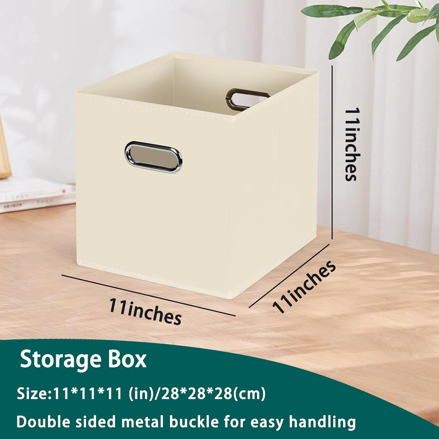 Cubos de almacenamiento plegables negros, caja de almacenamiento de tela, cestas organizadoras con asas dobles para organizador del hogar, juego de