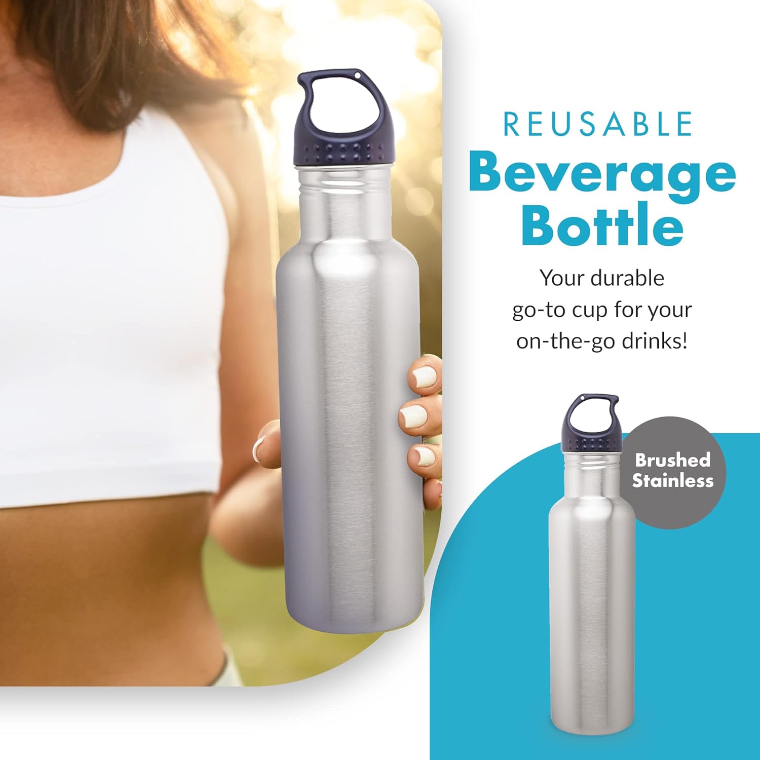 Botella de agua de acero inoxidable (24 oz) de capacidad