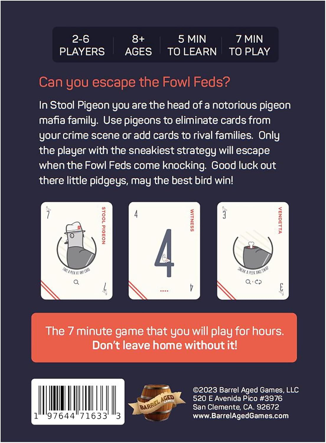 Stool Pigeon – Juego de cartas de mafia táctica rápida que jugarás durante horas. Fácil de enseñar, divertido para todos, a partir de 8 años, 2-6