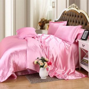 Premium – Edredón suave de satén de seda suave de 7 piezas, juego de sábanas de bolsillo profundo de 8 pulgadas con edredón, color rosa satinado, Premium – Edredón suave de satén de seda suave de 7 piezas, juego de sábanas de bolsillo profundo de 8 pulgadas con edredón, color rosa satinado,