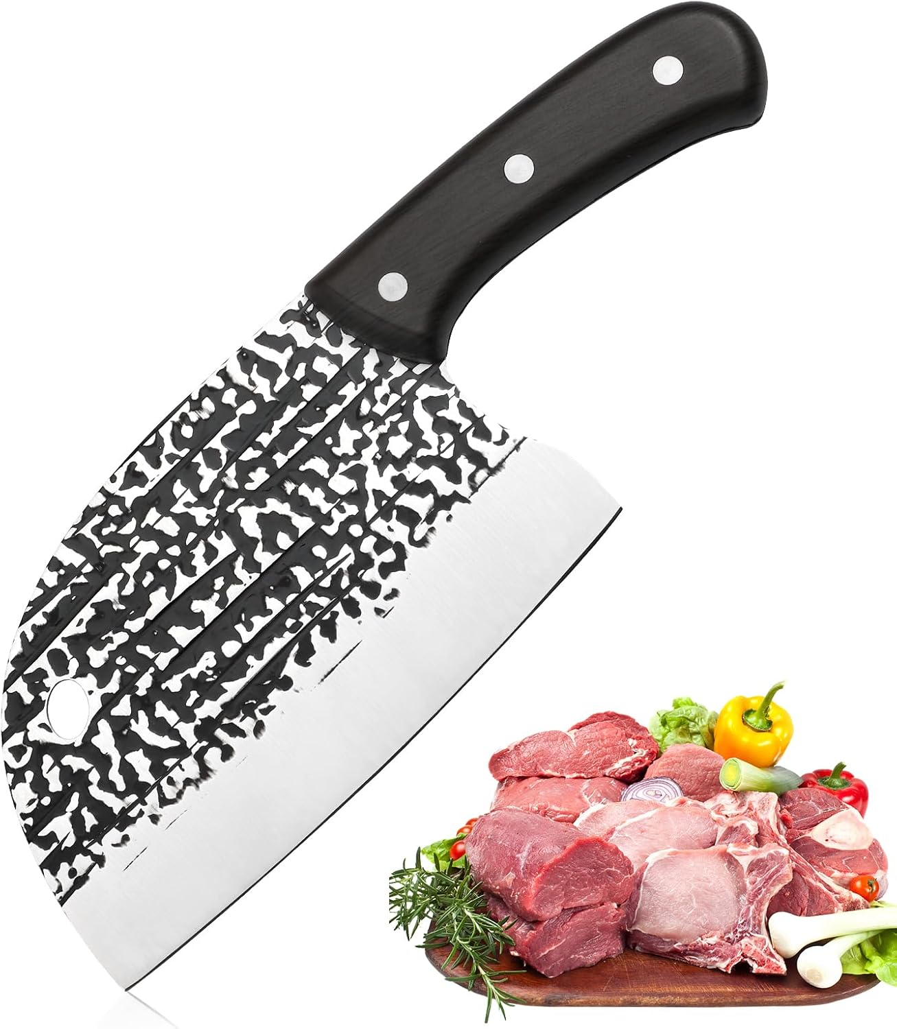 Cuchillo de carnicero profesional serbio – Cuchillo de carnicero para carne de 6 pulgadas, acero inoxidable al carbono