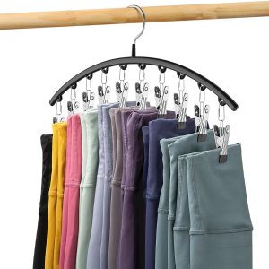 Volnamal Organizador de leggings para armario, perchas de metal para pantalones de yoga, 1 paquete con 10 clips con capacidad para 10 leggings, Volnamal Organizador de leggings para armario, perchas de metal para pantalones de yoga, 1 paquete con 10 clips con capacidad para 10 leggings,