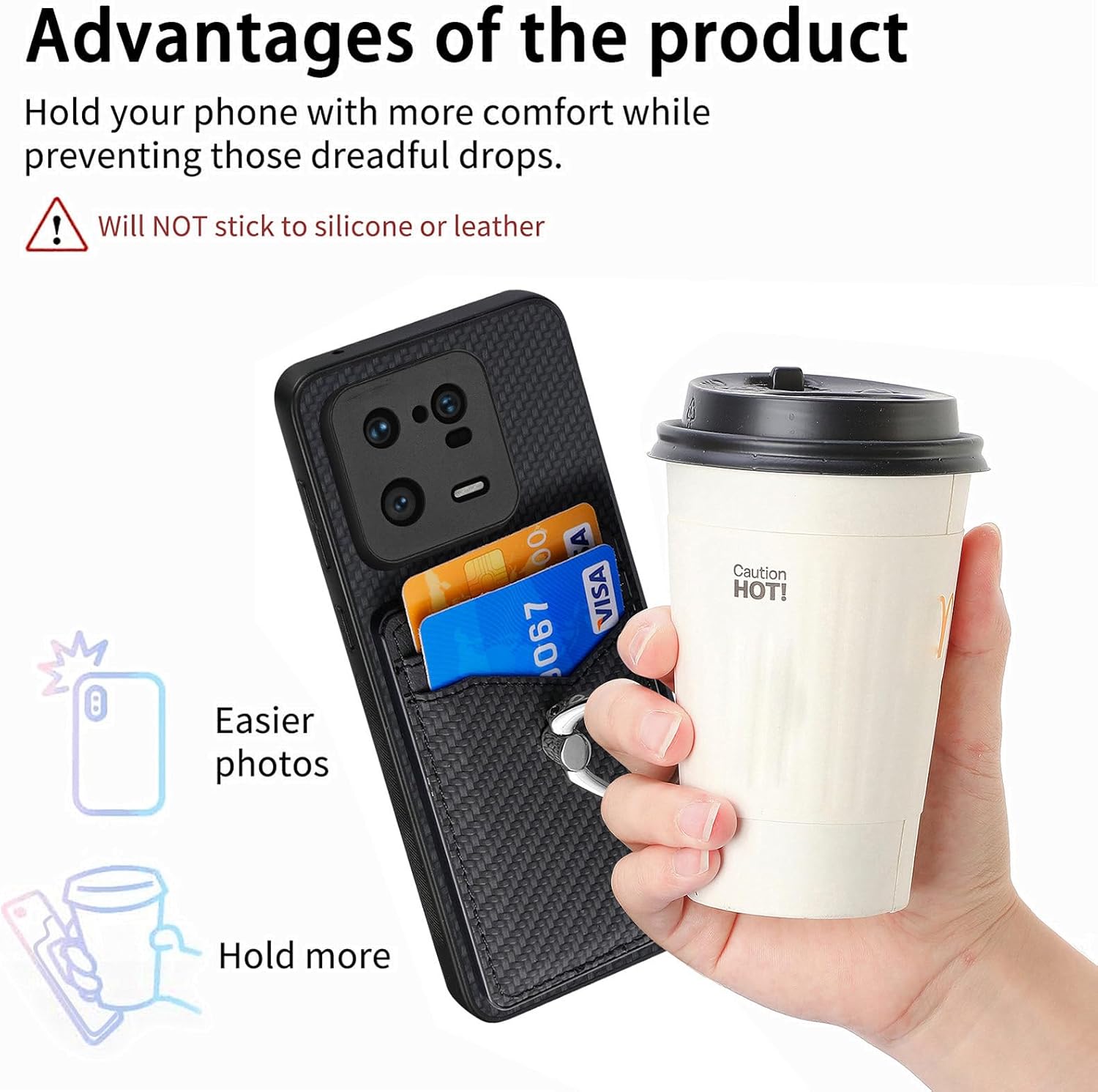 Asuwish Funda de teléfono para Xiaomi 13 Pro Wallet Cover con protector de pantalla de vidrio templado y soporte de anillo delgado soporte para