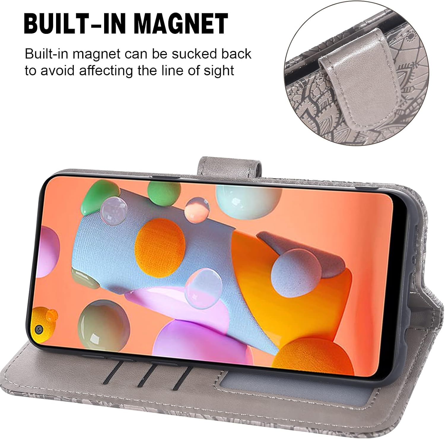 Asuwish Funda compatible con Samsung Galaxy A11 y protector de pantalla de vidrio templado, accesorios, tarjetero con función atril de encaje,