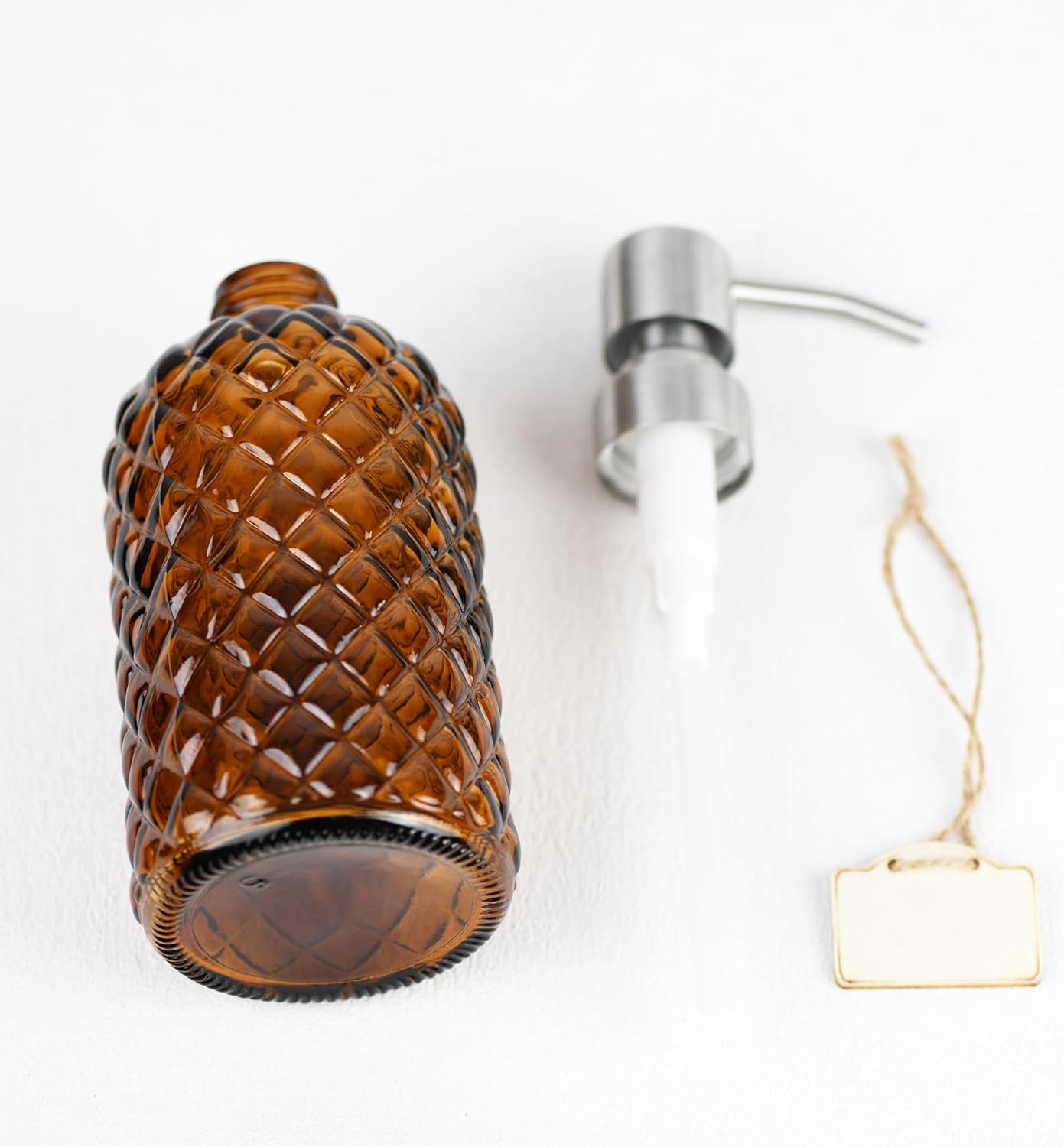 Dispensador de jabón de 16 onzas con bomba de acero inoxidable 304, dispensador de jabón de cocina, baño, dispensador de jabón de vidrio líquido