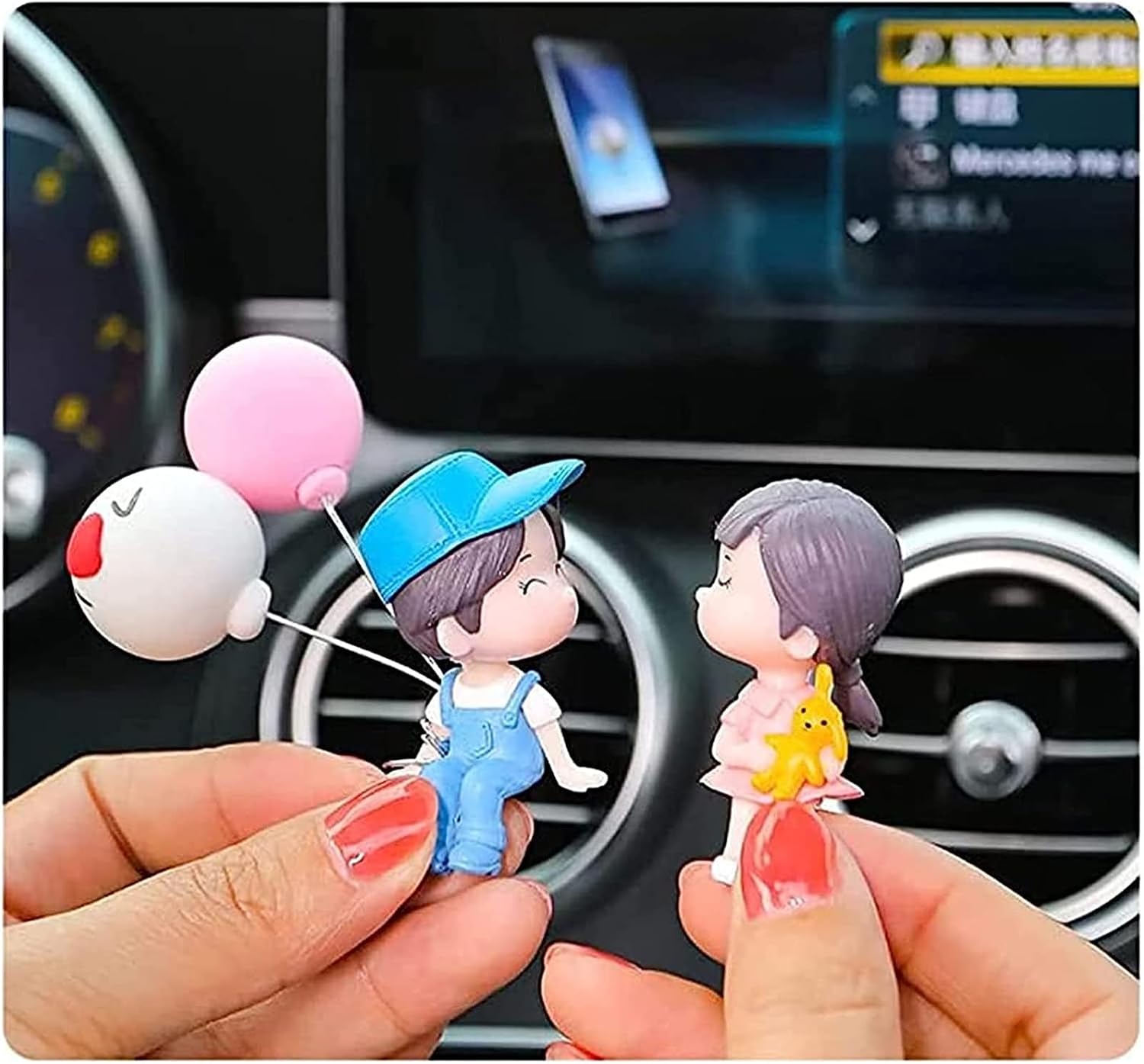 Lindos adornos para parejas, decoración de automóvil, lindos dibujos animados para parejas, decoración de tablero de instrumentos de caricaturas,