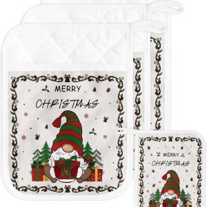 Christmas Gnomes 3Pcs Pot Holders for Kitchen,Non Slip & Heat Insulation Terry Cloth Potholder Set with Pocket,Thick Hot Pad Oven Mitts Trivet Christmas Gnomes 3Pcs Pot Holders for Kitchen,Non Slip & Heat Insulation Terry Cloth Potholder Set with Pocket,Thick Hot Pad Oven Mitts Trivet