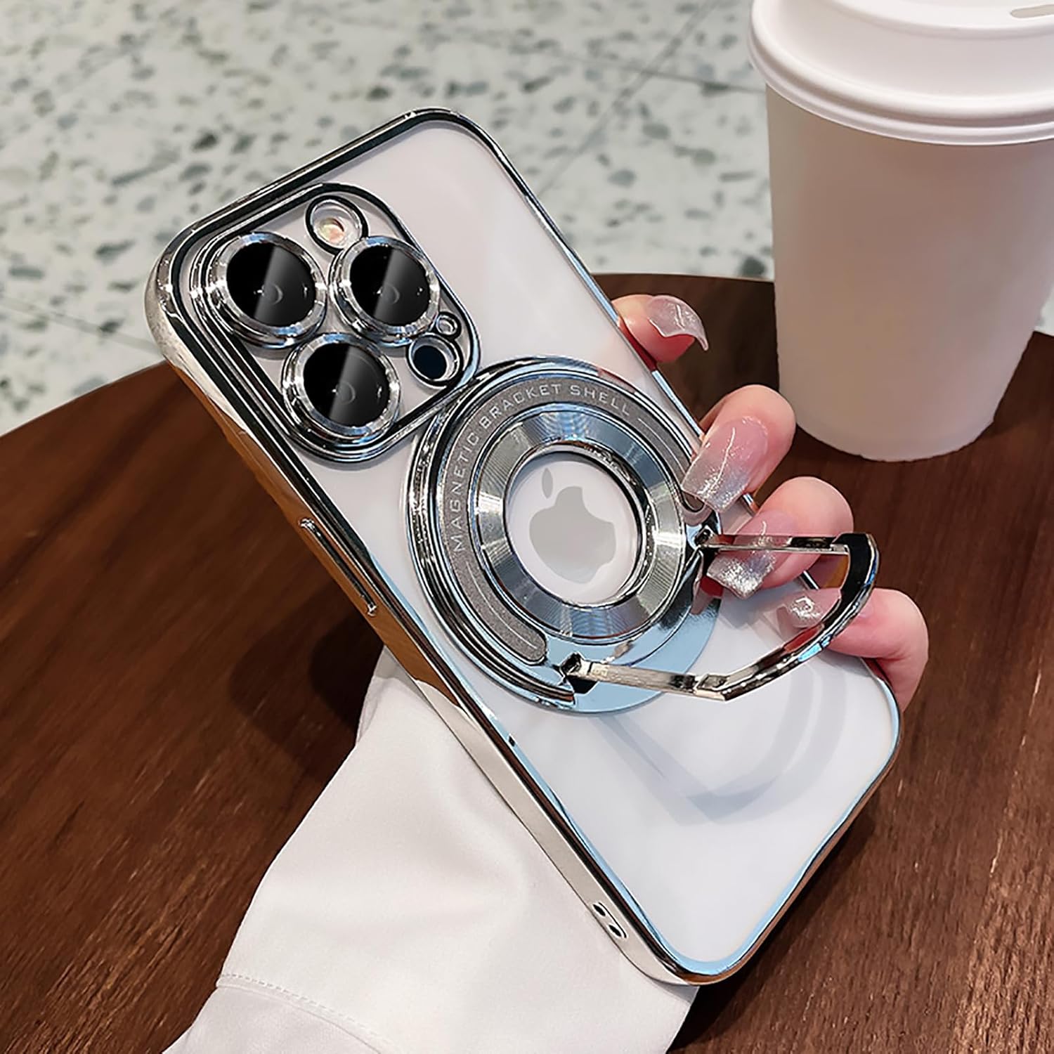 Uioeua – Funda magnética transparente compatible con iPhone 13 Pro Max, soporte transparente de lujo, funda MagSafe con protector completo de lente