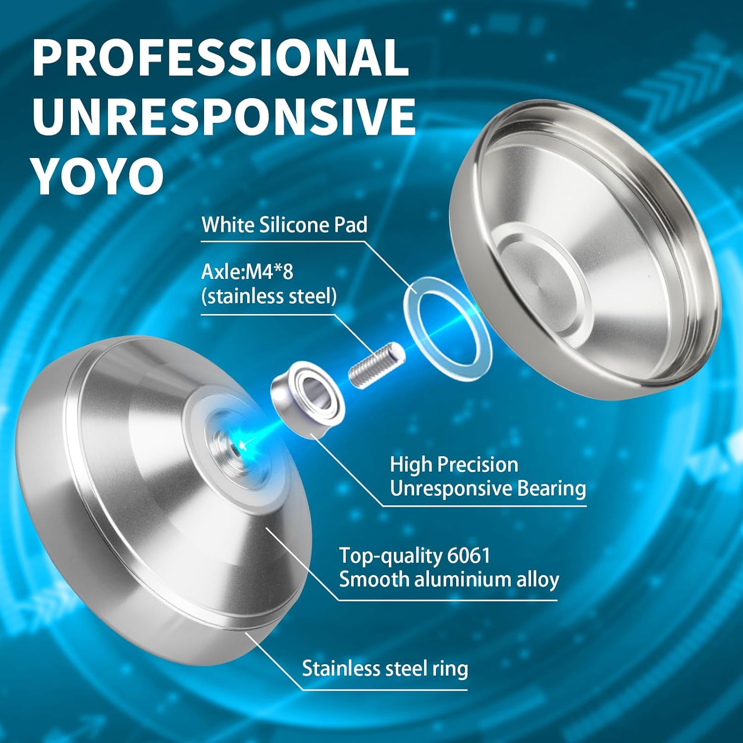 FETESNICE Yoyo Yoyo profesional bimetálico, yoyo insensible para niños, trucos de aluminio para jugadores avanzados de Yoyo, Yoyos Pro Competitivos