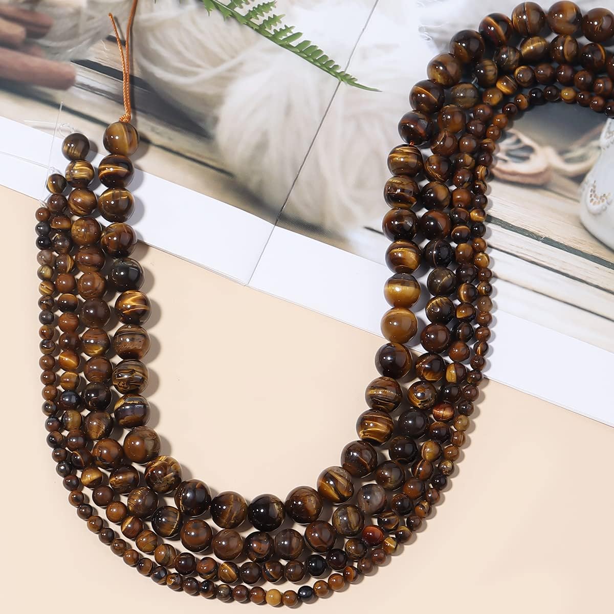 Cuentas redondas sueltas de ojo de tigre natural de 0.236 pulgadas (0.236 in), poder curativo para hacer joyas, pulseras y collares