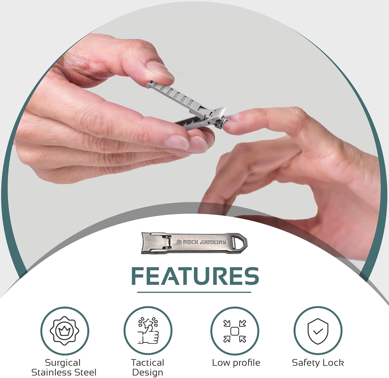 Cortaúñas táctico EDC para uñas duradero, afilado, cortador de acero inoxidable, compatible con llavero para precisión sobre la marcha, transporte