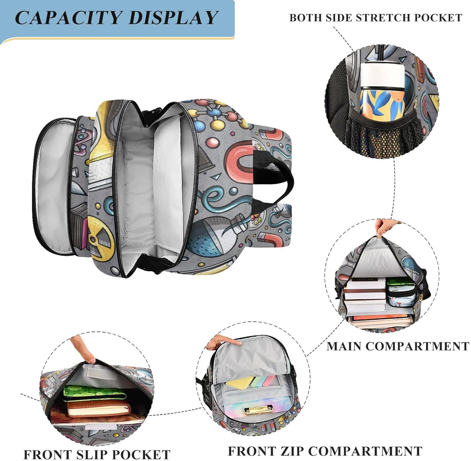 Glaphy Mochila con rayas reflectantes, Ciencia Educativa, Mochilas Daypack