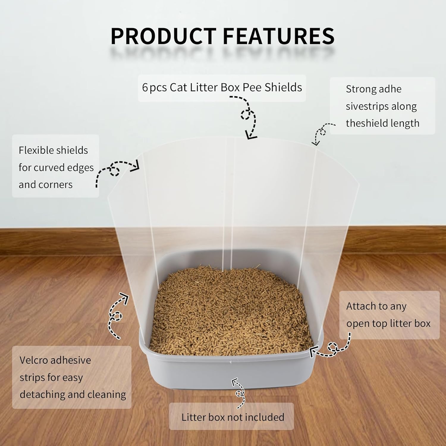 Zhichen star 6 protectores para orina para gatos, fácil de limpiar, adecuado para cajas de arena abiertas, di adiós a los desastres y olores en tu