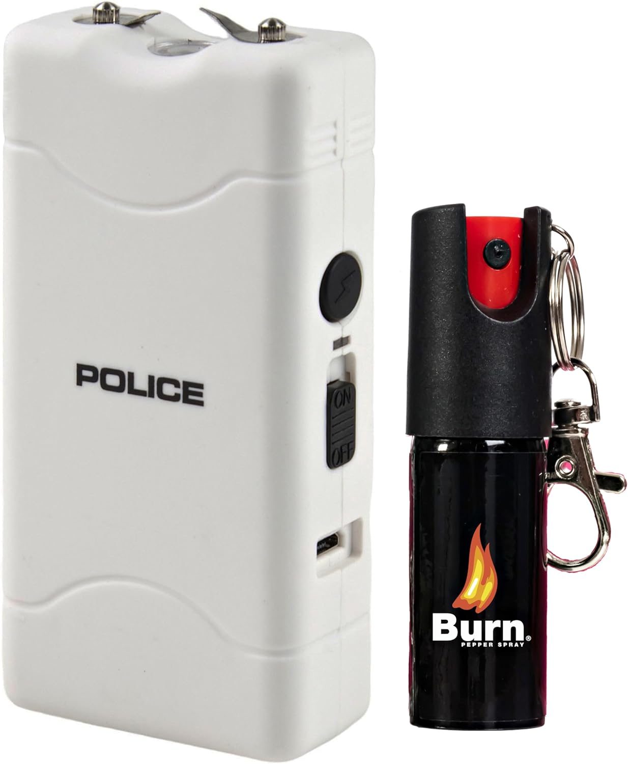 Police Stun Gun Burn Pepper Spray Combo Mujeres Hombres Autodefensa – 800 Blanco