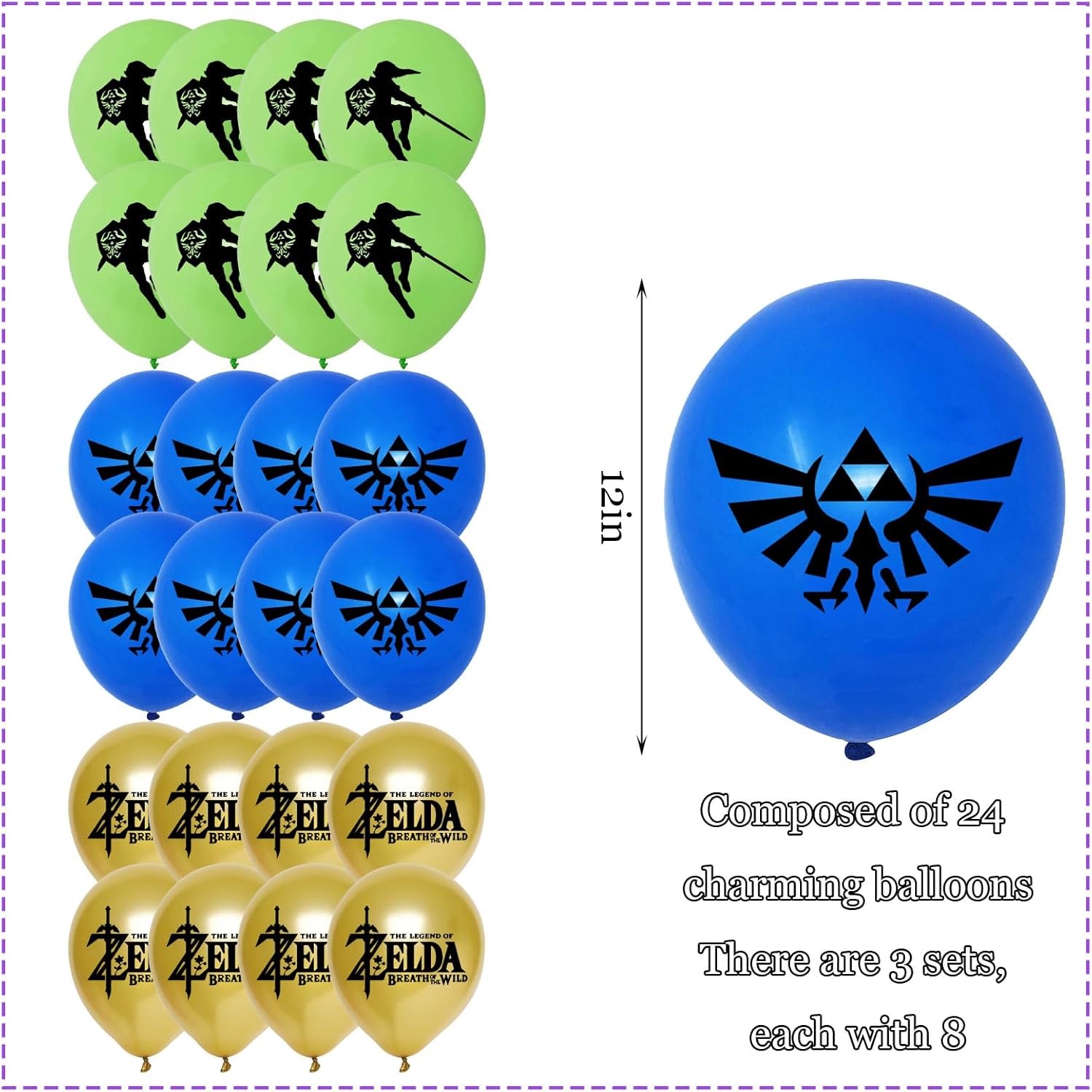 24 globos de juego de 12 pulgadas encantadores globos temáticos para fiestas infantiles, decoraciones de celebraciones especiales