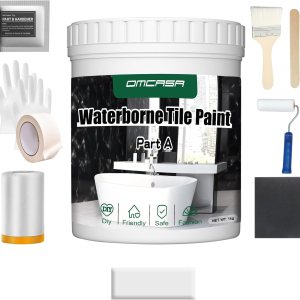 Omcasa Kit de renovación de tina y azulejos, reparación de bañera de fregadero sin olor, kit de reglaze de encimera, fácil aplicación de cubierta, Omcasa Kit de renovación de tina y azulejos, reparación de bañera de fregadero sin olor, kit de reglaze de encimera, fácil aplicación de cubierta,