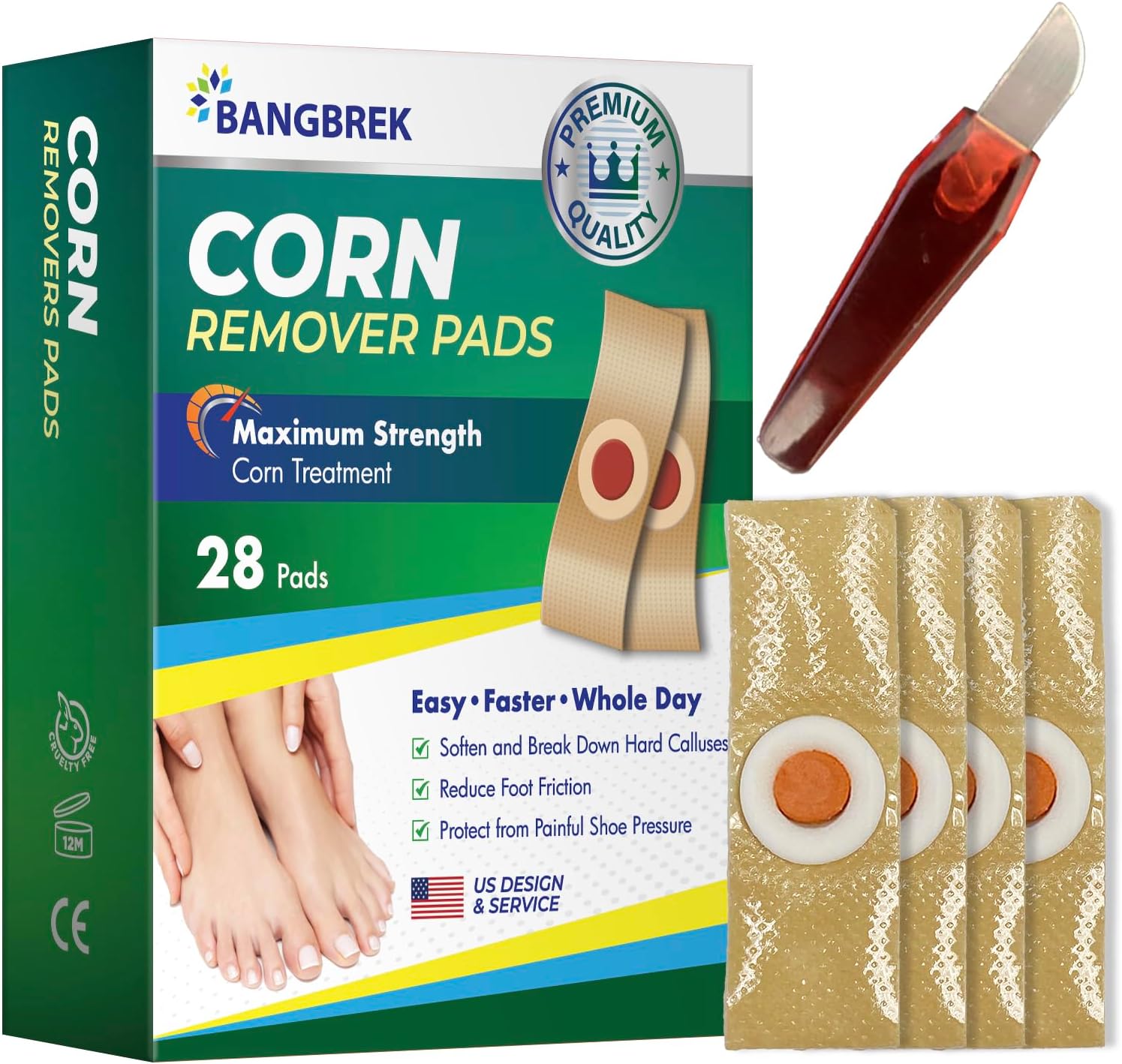Removedor de maíz, removedor de maíz para pies extra fuerte, removedor de maíz de máxima resistencia para dedos de los pies, ingredientes