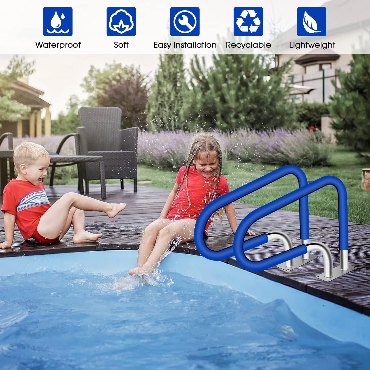 Funda para pasamanos de piscina, fundas para barandillas de mano, funda de agarre de seguridad con cremallera para piscina, asas de escalera