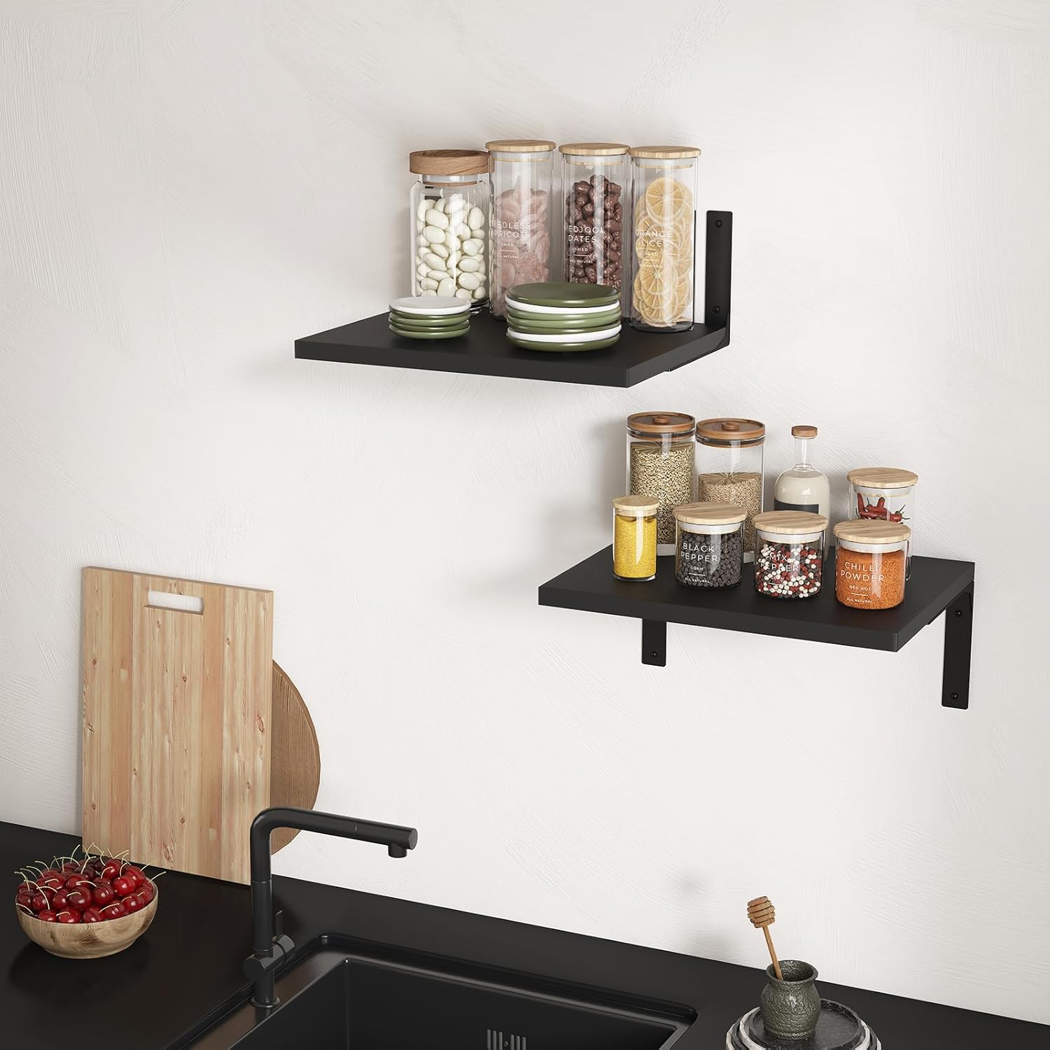 Estantes flotantes para exhibición de pared, estantes montados en la pared de 12 pulgadas de profundidad para sala de estar, dormitorio, cocina,