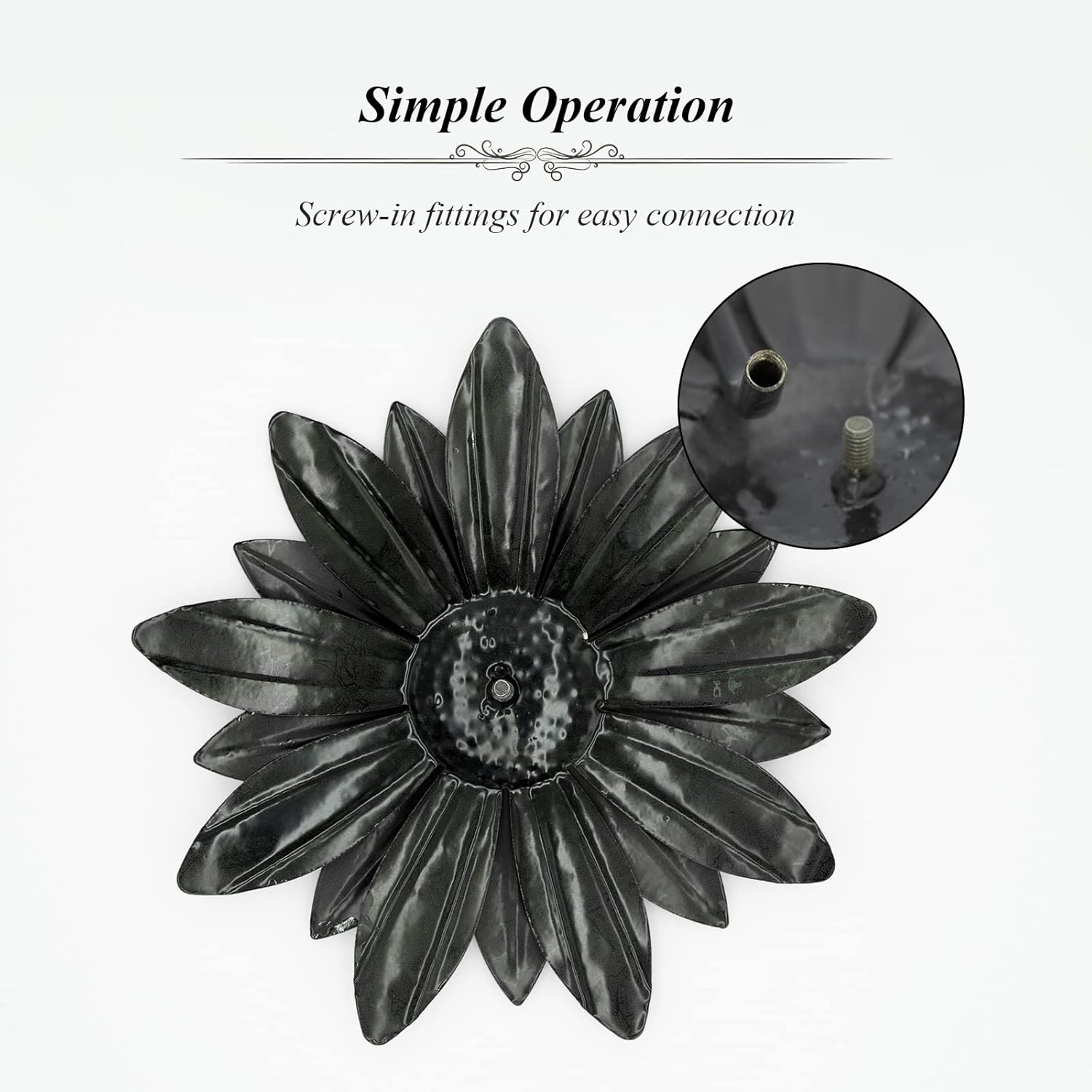 Juego de 3 estacas de metal con girasoles de metal, flores de metal, decoración para exteriores, decoración de patio, plantas de metal para jardín,