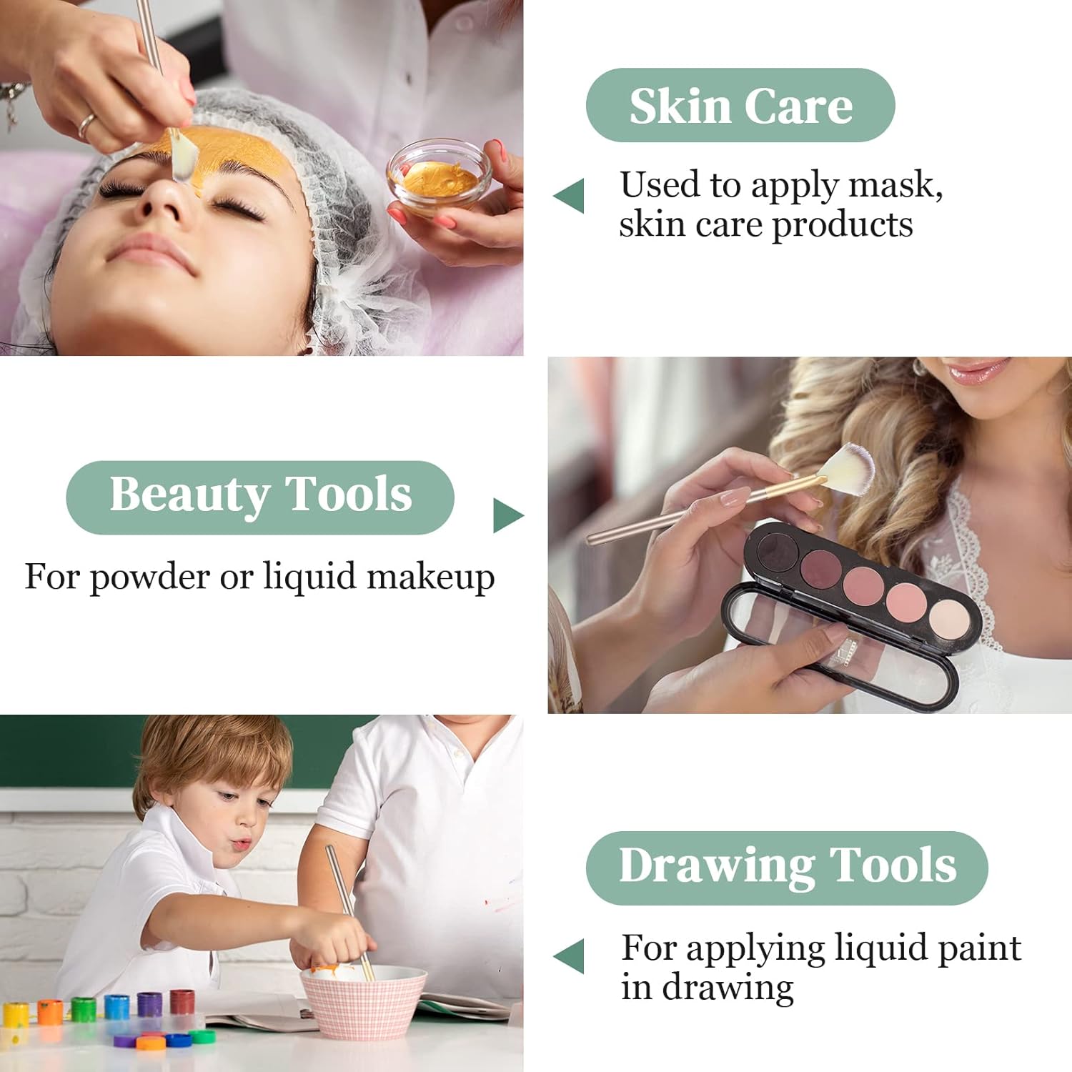 Maitys 6 pinceles faciales para máscara de abanico, herramientas de cepillo aplicador de máscara suave, brochas de maquillaje delgadas, herramienta