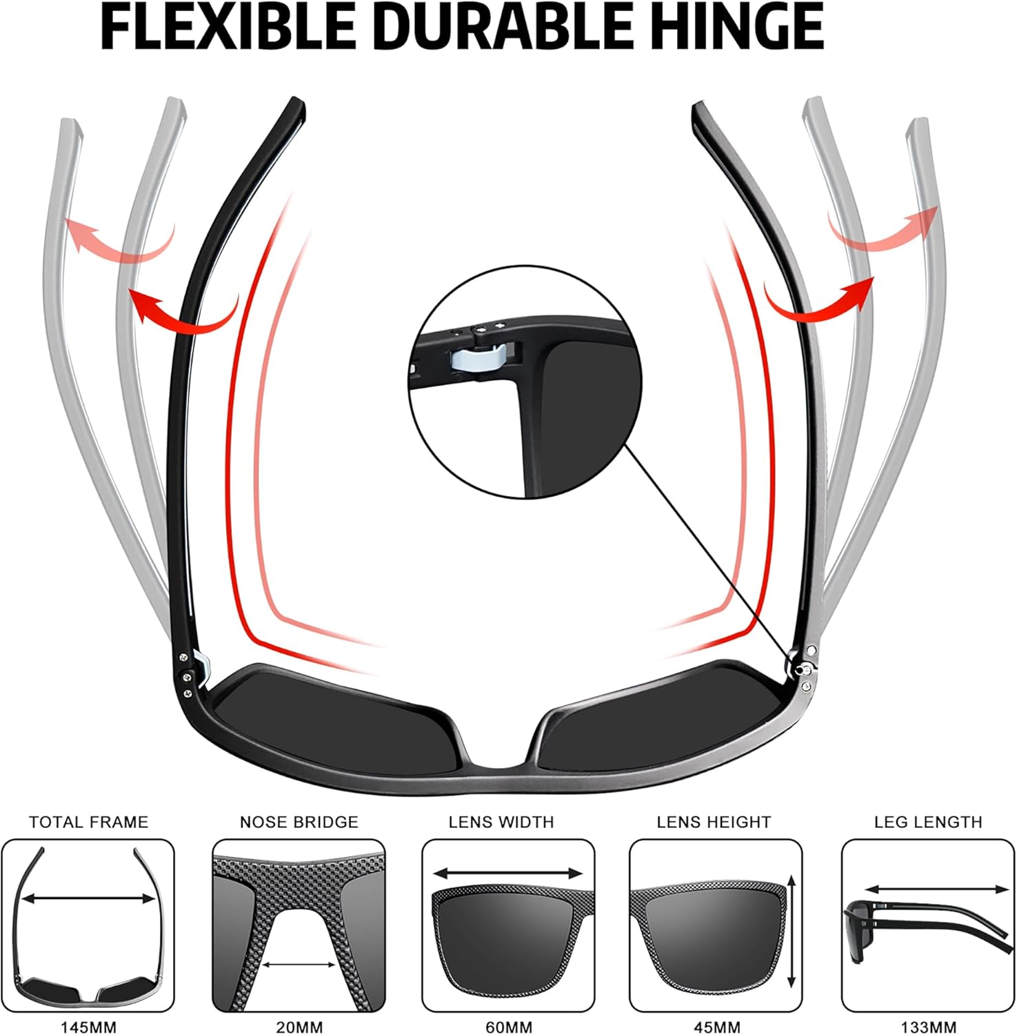 Salfboy Gafas de sol polarizadas para hombre, protección UV, ligeras, rectangulares, para pesca, conducción