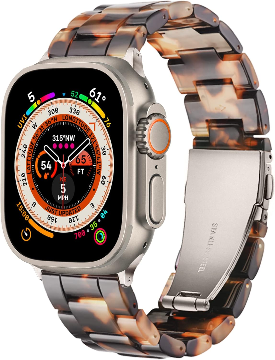 LS – Correa de resina para iWatch compatible con Apple Watch Ultra 21 de 1.732 pulgadas, Starlight Series 9, Series 8, Series 7, Series SE, Series