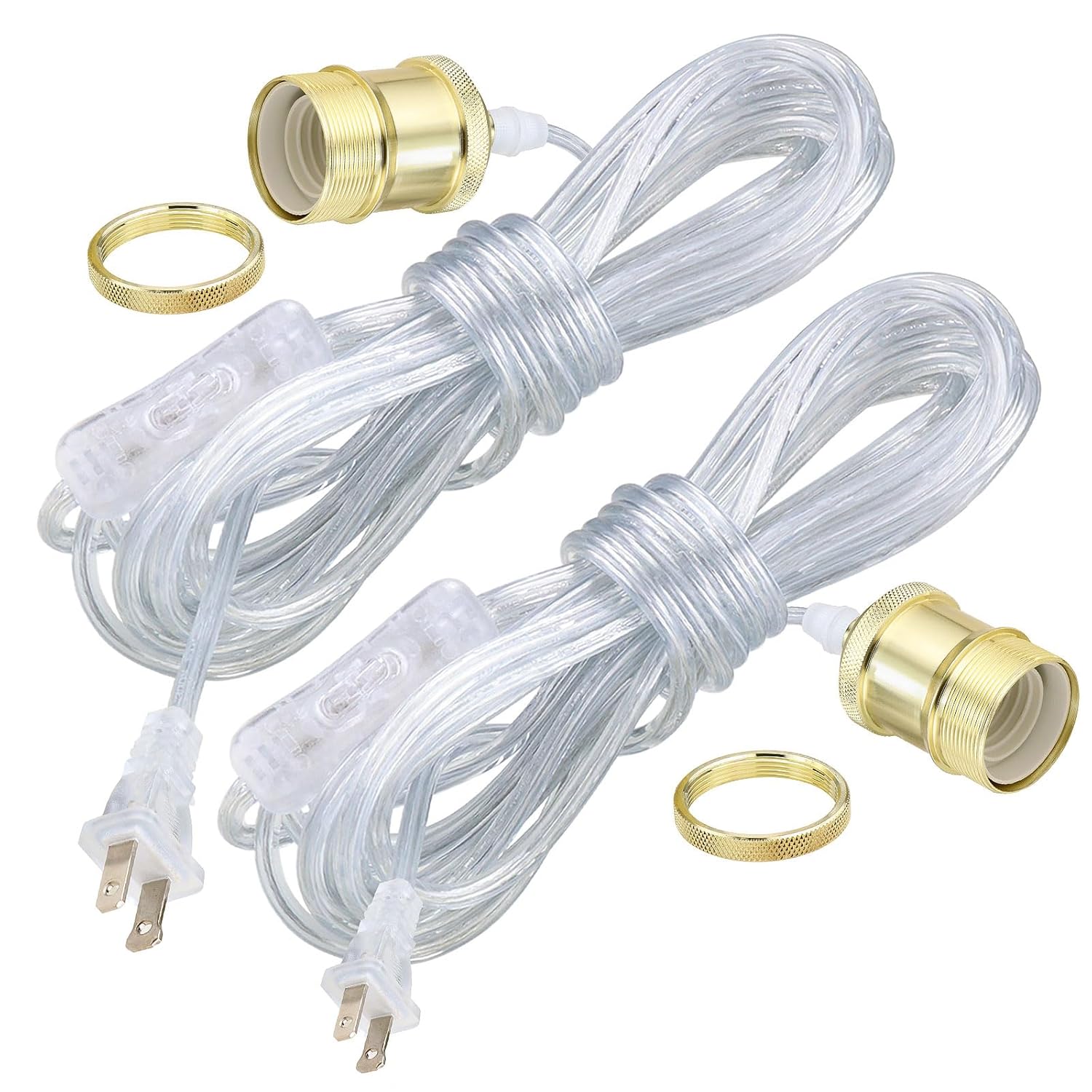 Cable de luz colgante para enchufar, kit de iluminación colgante dorado, kit de cable de luz colgante transparente de 13 pies con interruptor de